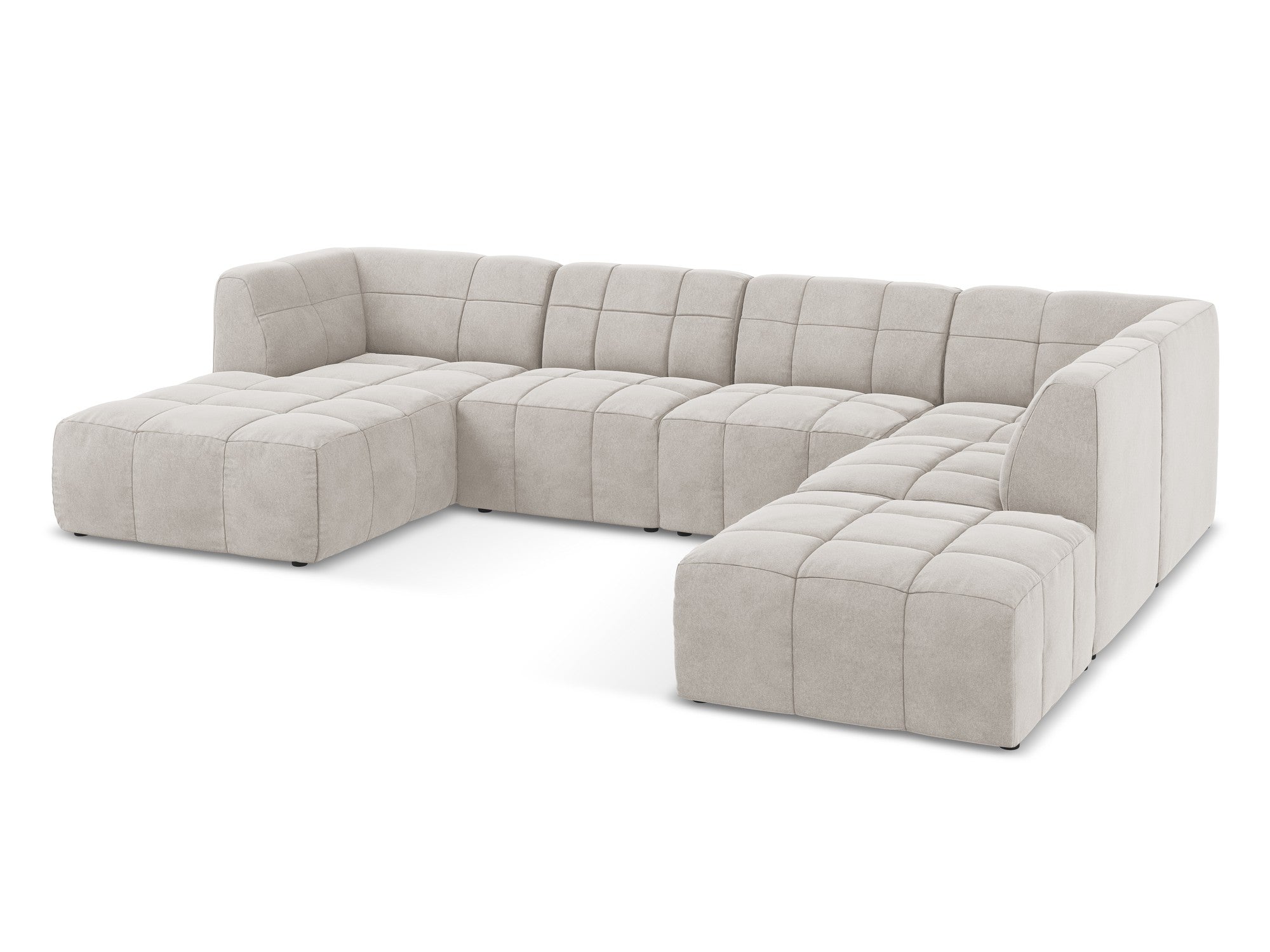 Modularer panoramischer Samt-Ecksofa ALOHA hellbeige