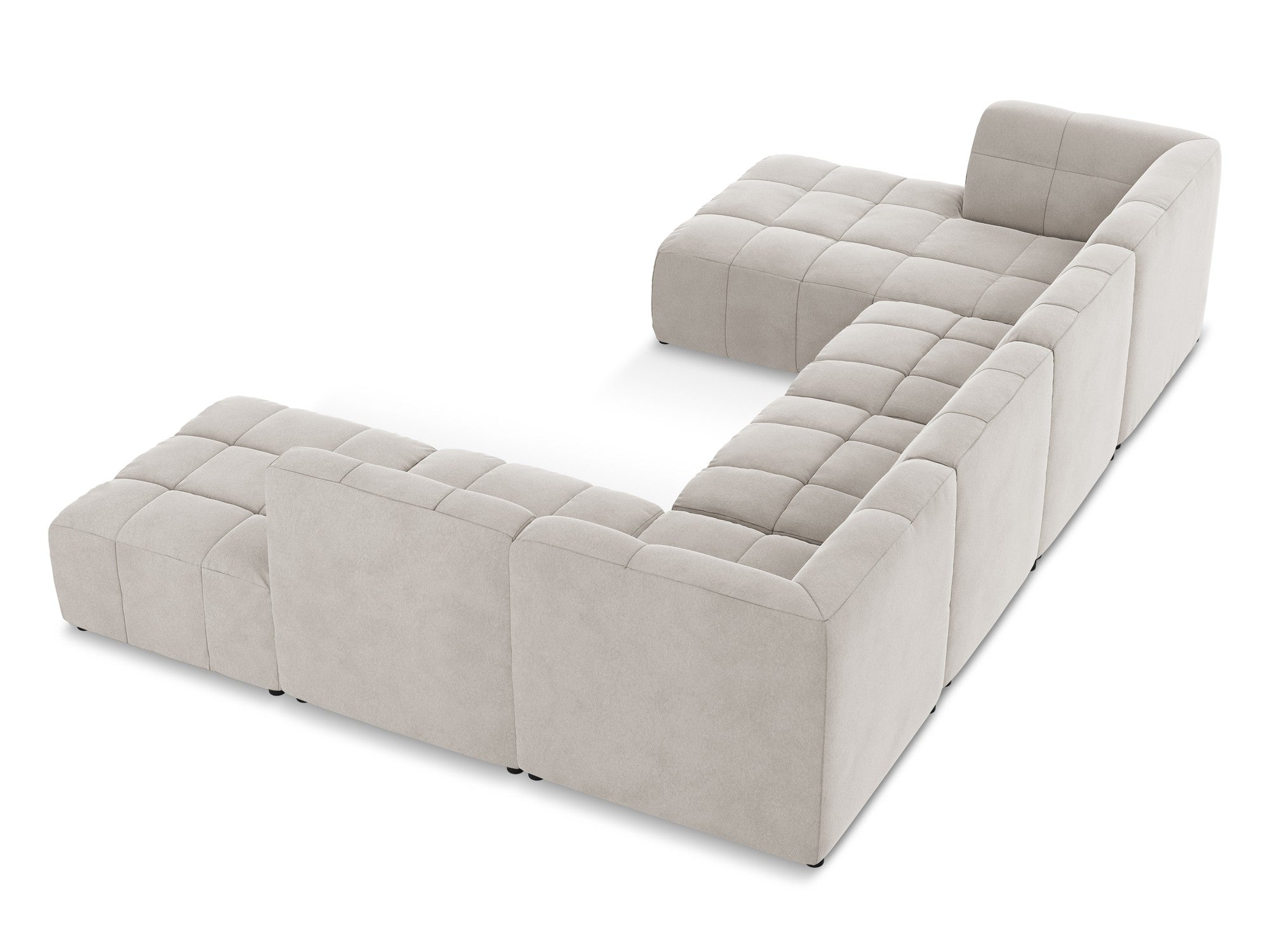 Modularer panoramischer Samt-Ecksofa ALOHA hellbeige