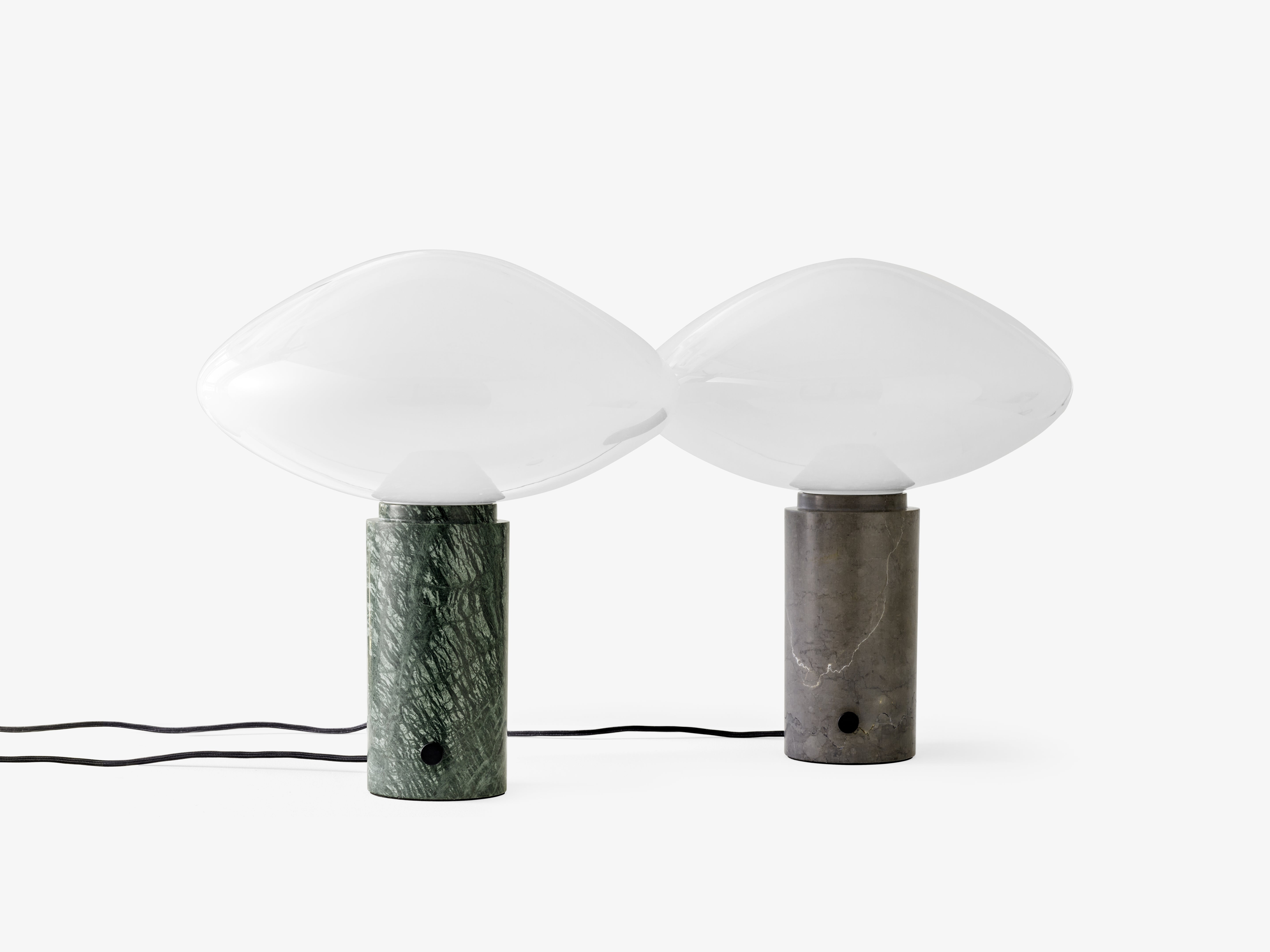 Tafellamp MIST AP17 met glazen kap en groene marmeren voet