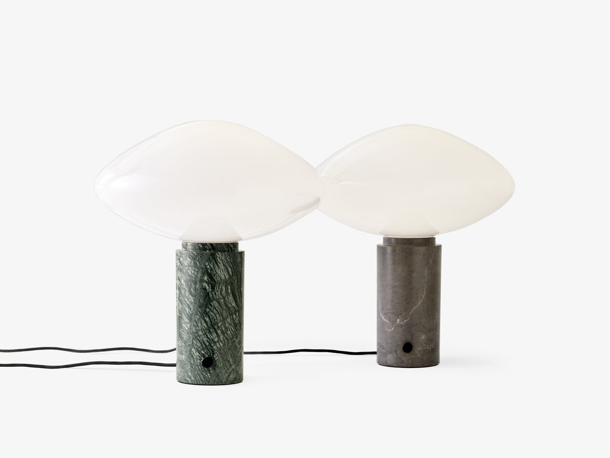 Tafellamp MIST AP17 met glazen kap en groene marmeren voet