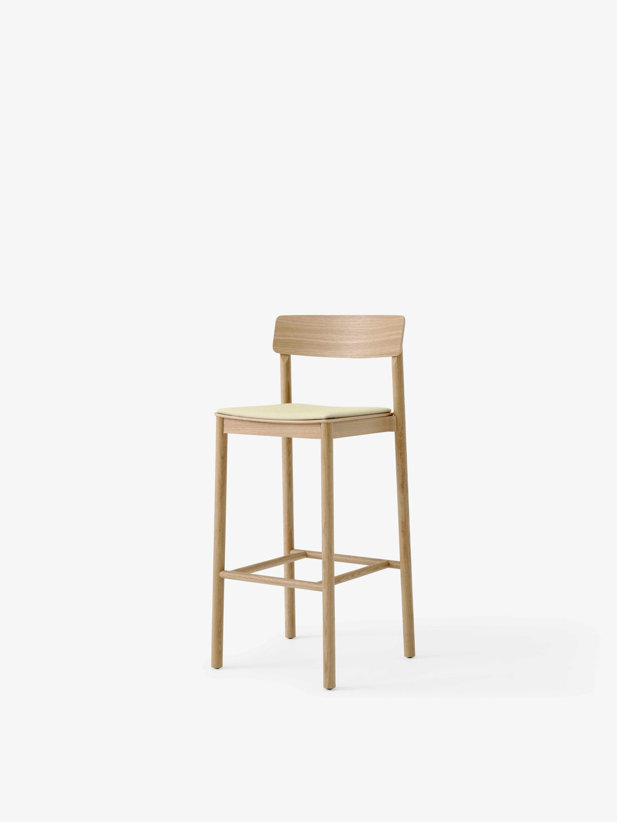 Hocker BETTY gelakt eiken met een gestofferde zitting