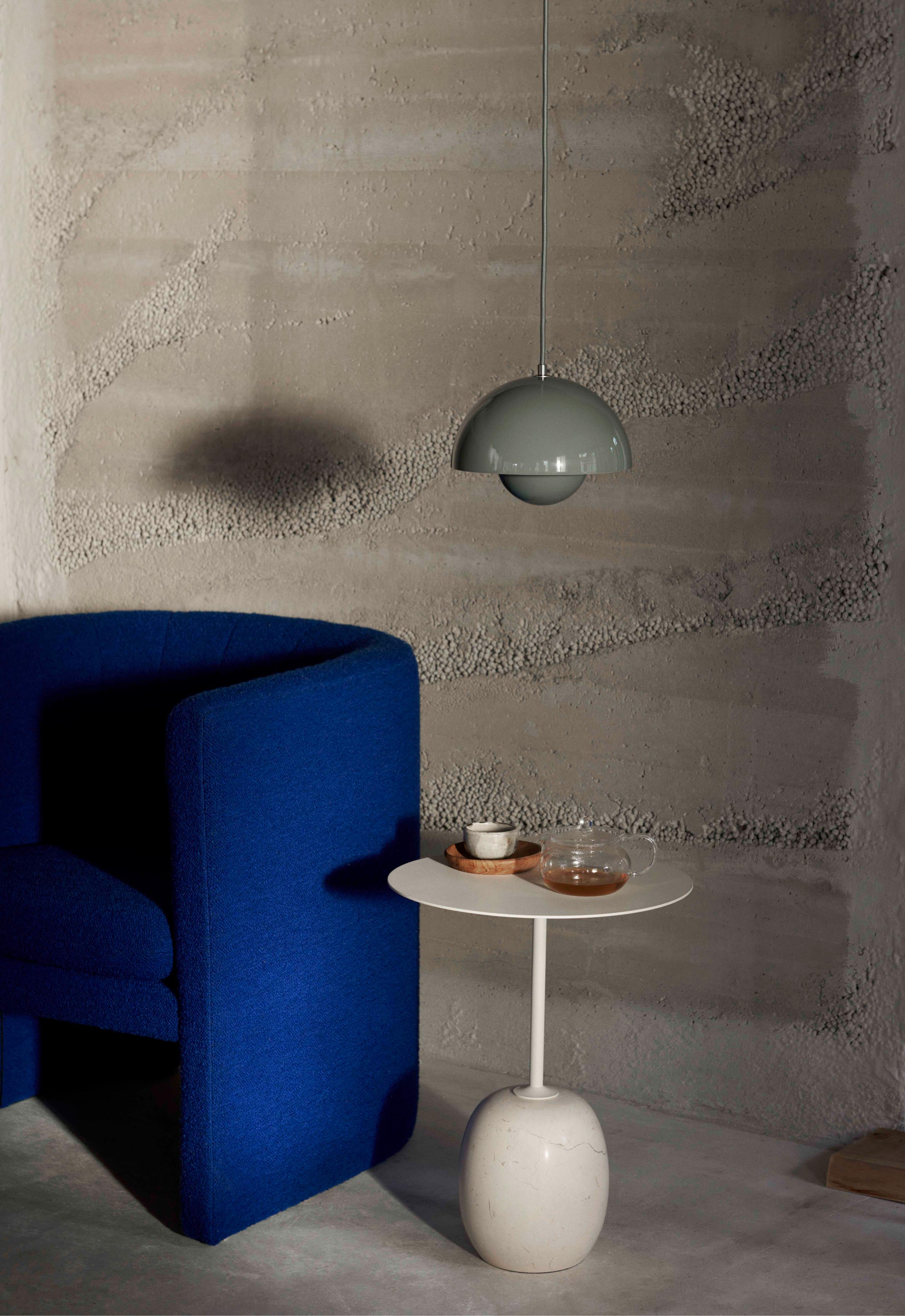 Bijzettafel LATO crème blad met beige marmeren basis