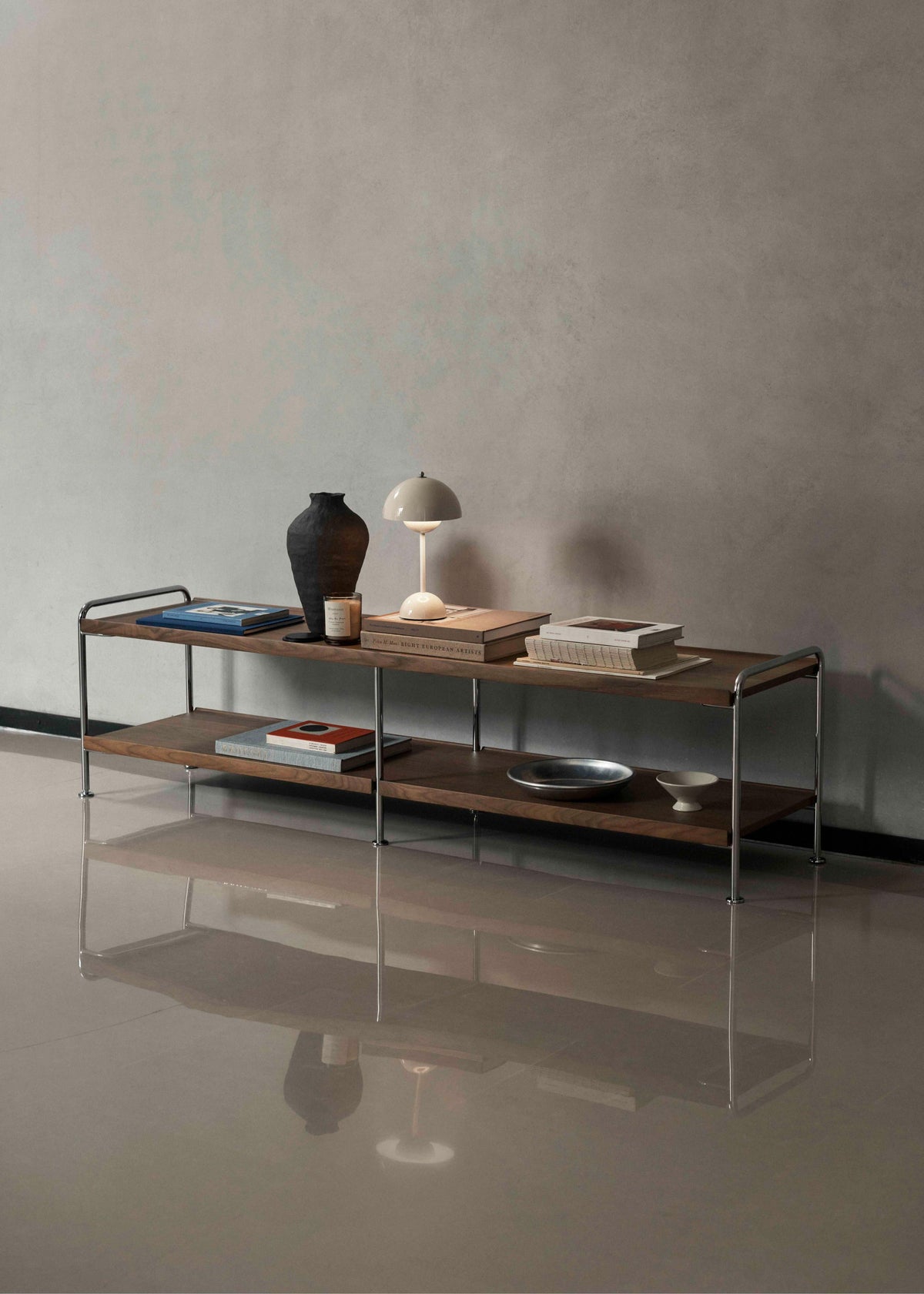 ALIMA NDS4 TV cabinet chrome with walnut wood