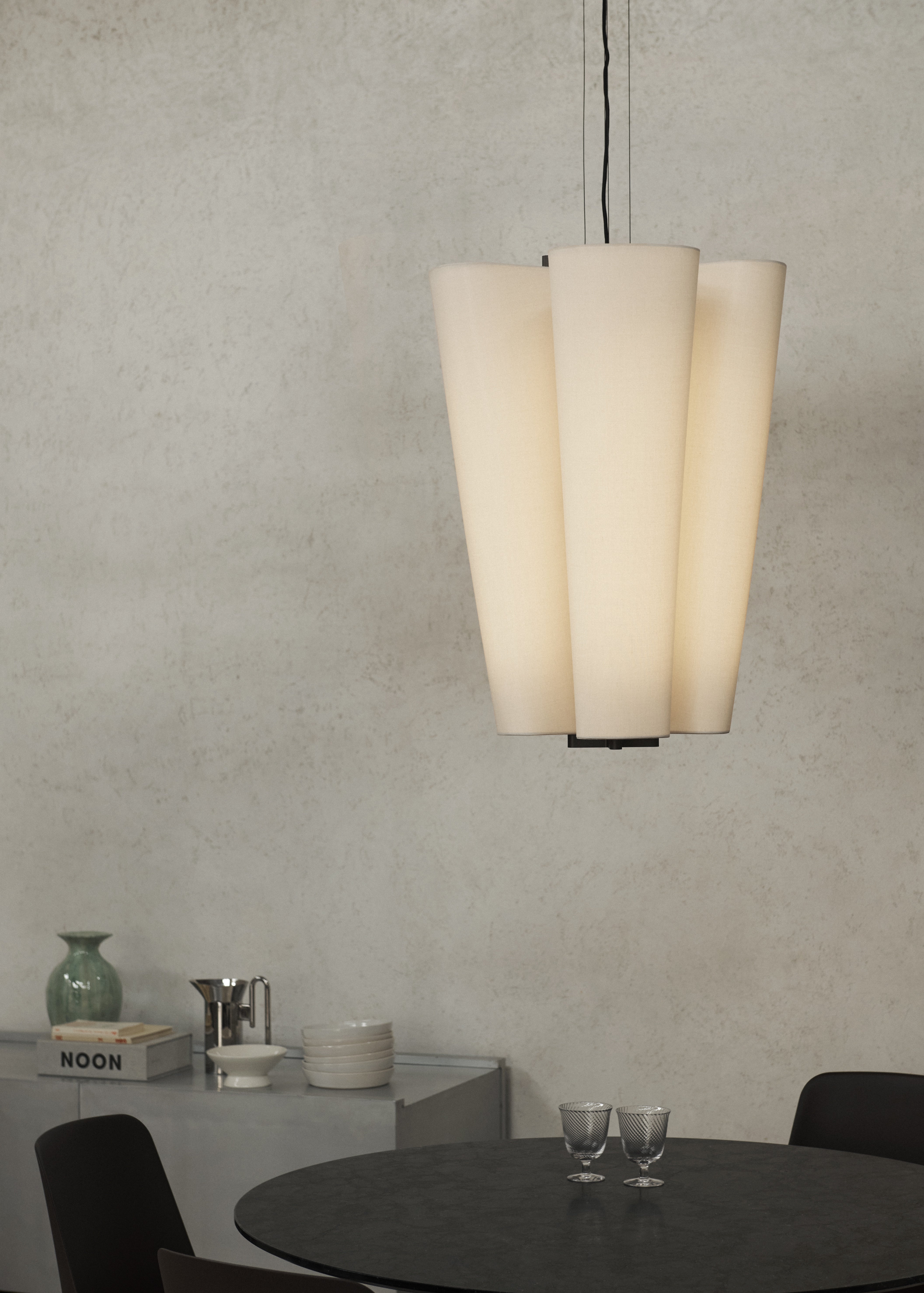 Hanglamp BELLA beige met bruine afwerking