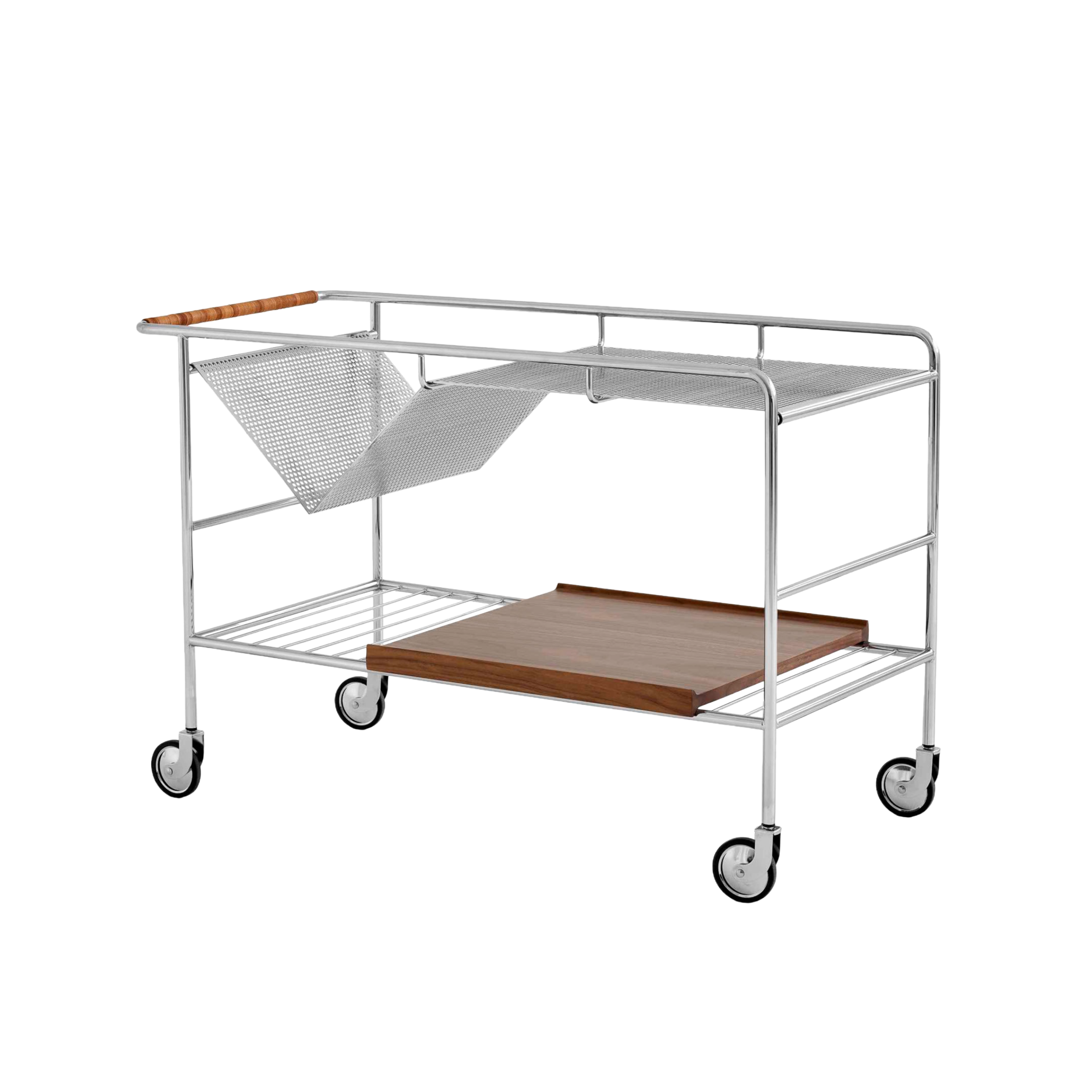Wagen ALIMA NDS1 verchroomd met gelakt notenhout