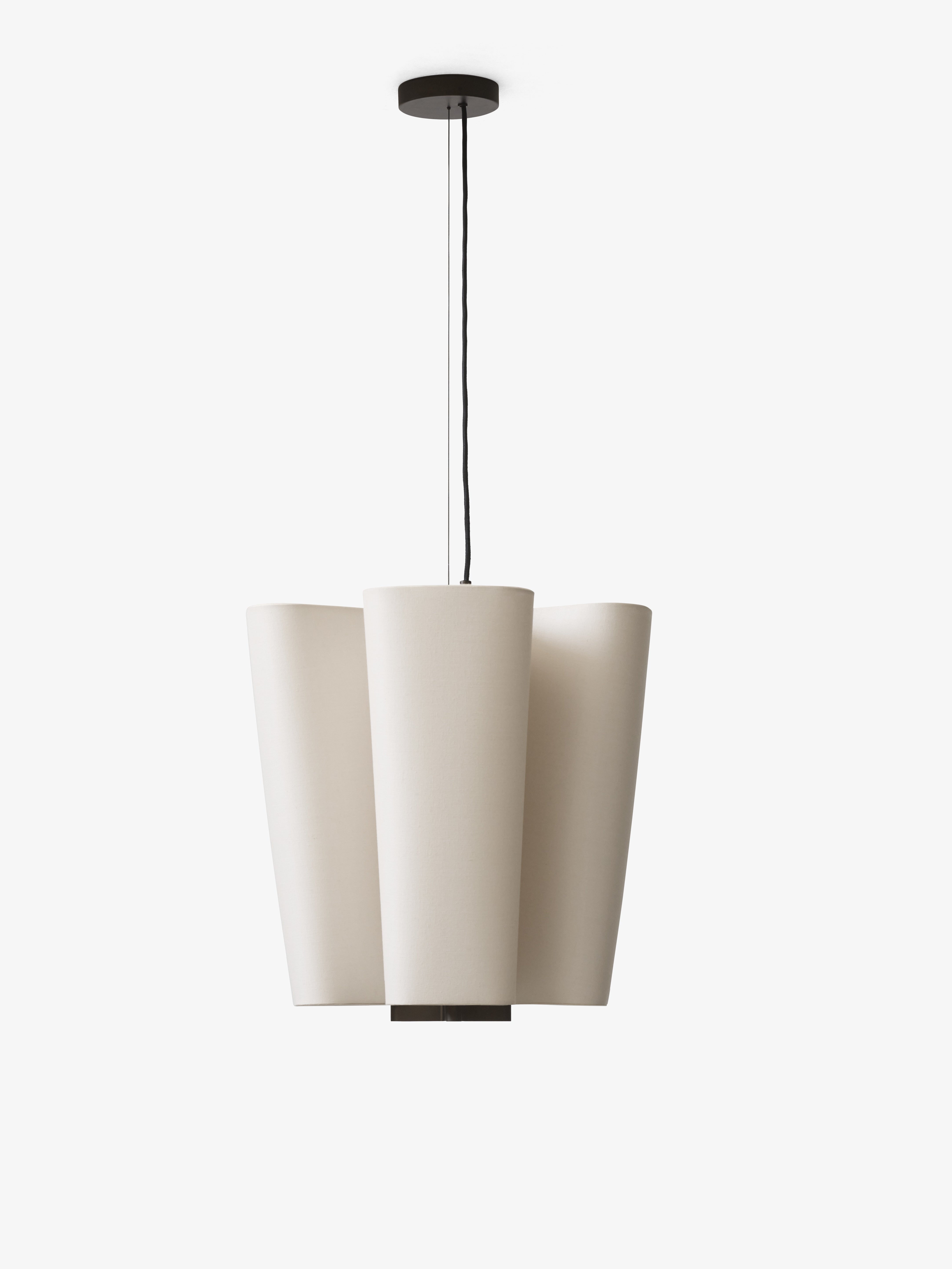 Hanglamp BELLA beige met bruine afwerking
