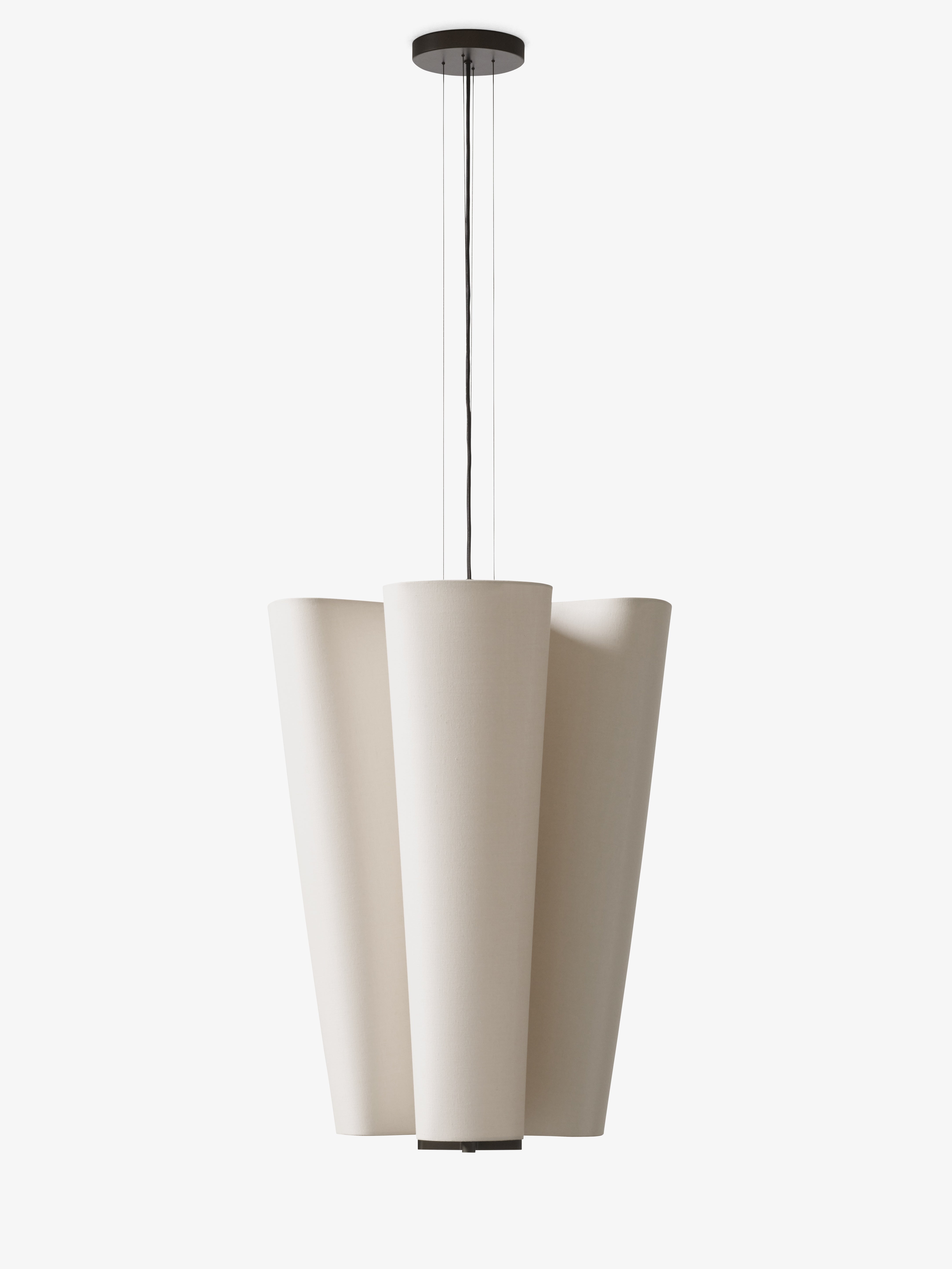Hanglamp BELLA beige met bruine afwerking