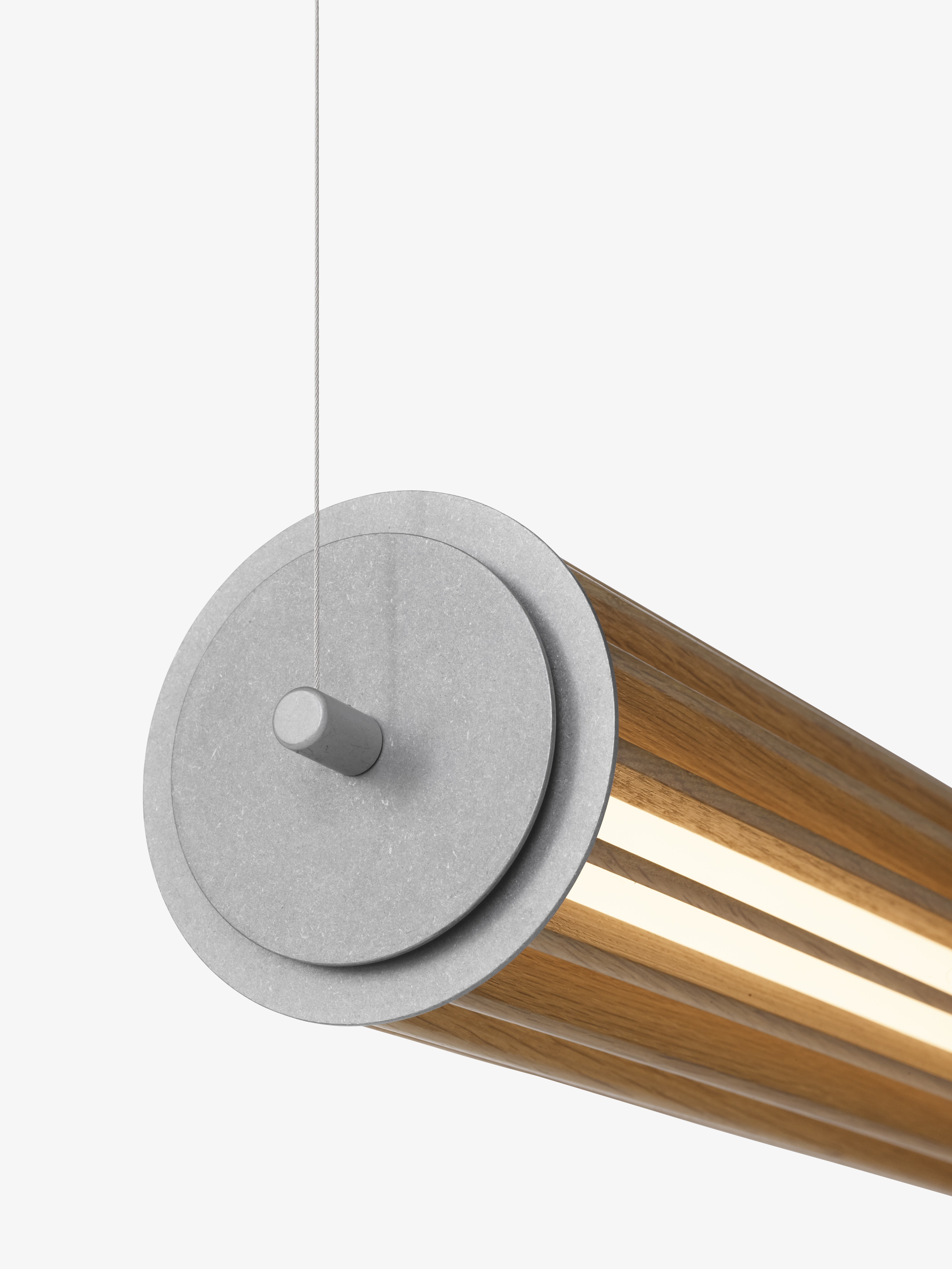 Hanglamp NUMBRA TY1 van aluminium met eikenhout