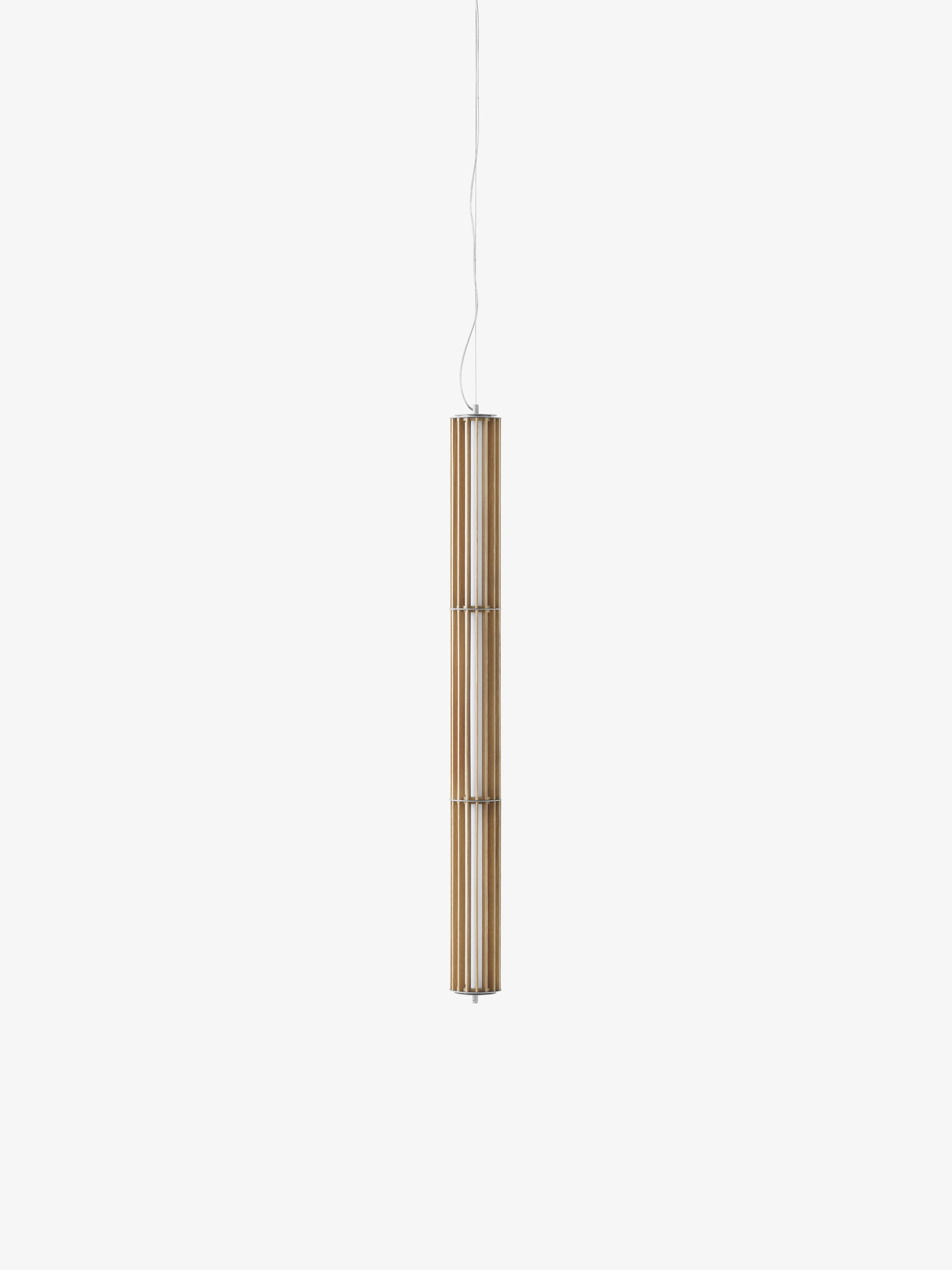 Hanglamp NUMBRA TY1 van aluminium met eikenhout