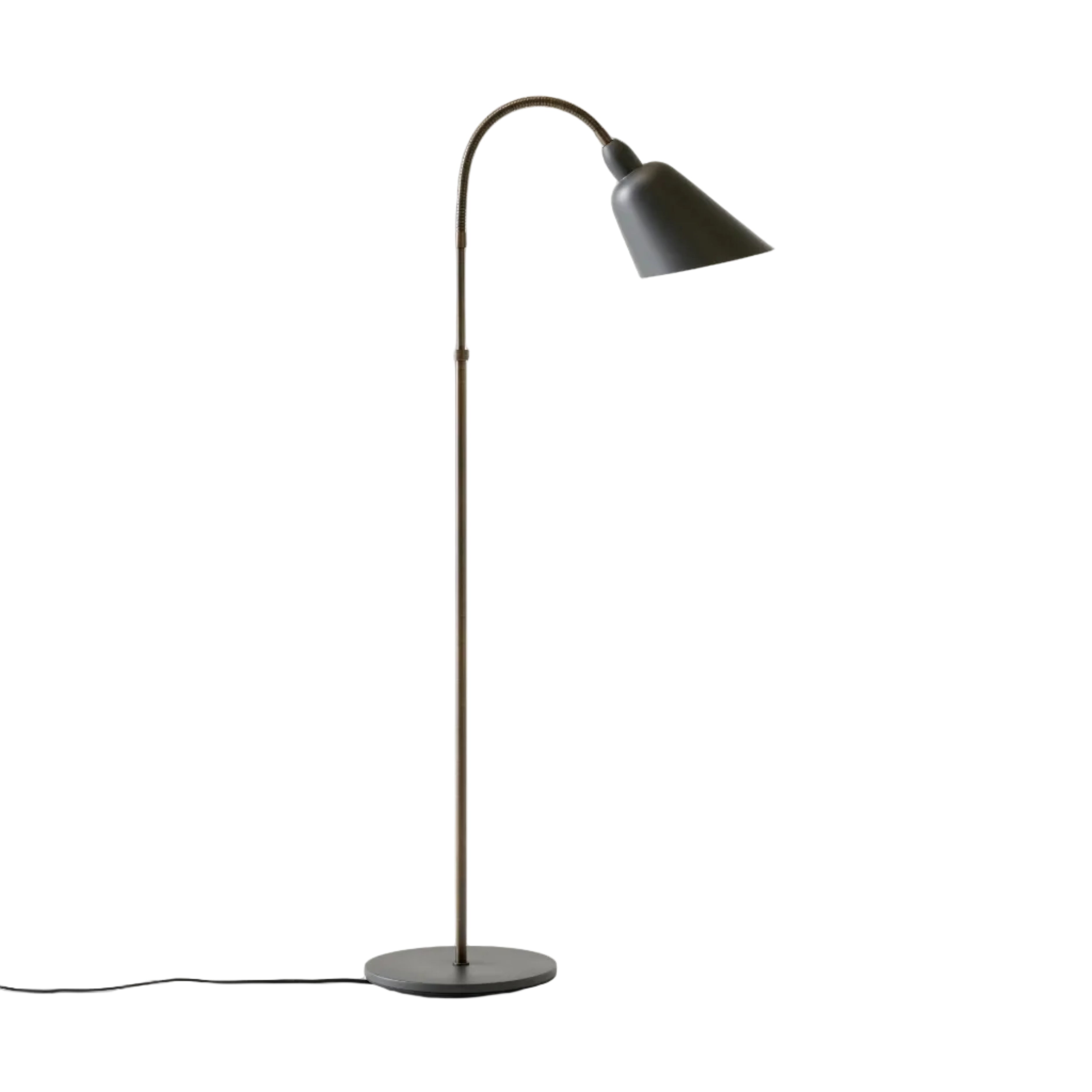 Vloerlamp BELLEVUE AJ7 grafiet met bruin messing voet