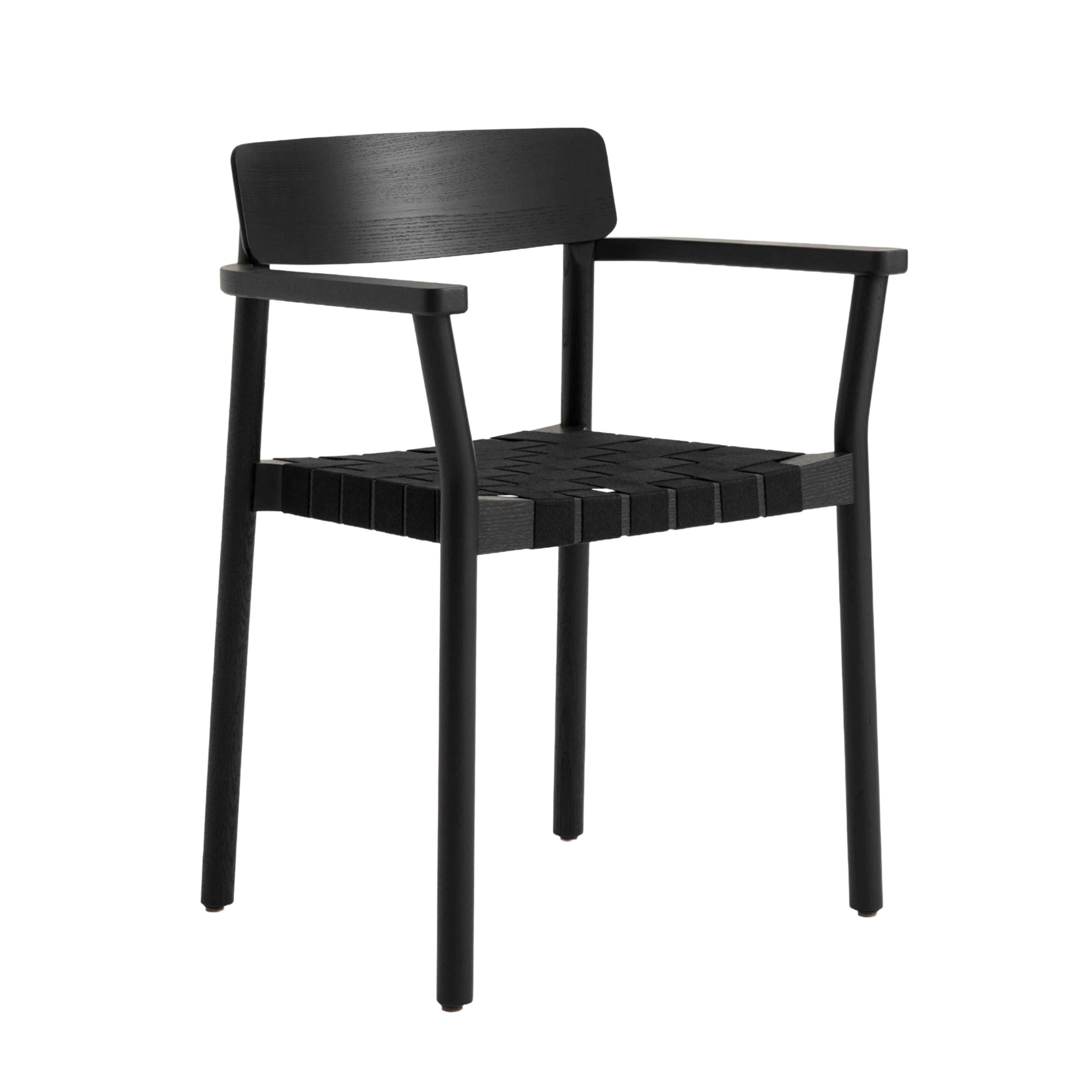 BETTY TK9 fauteuil met armleuningen zwart geweven zitting met zwart gelakt essen