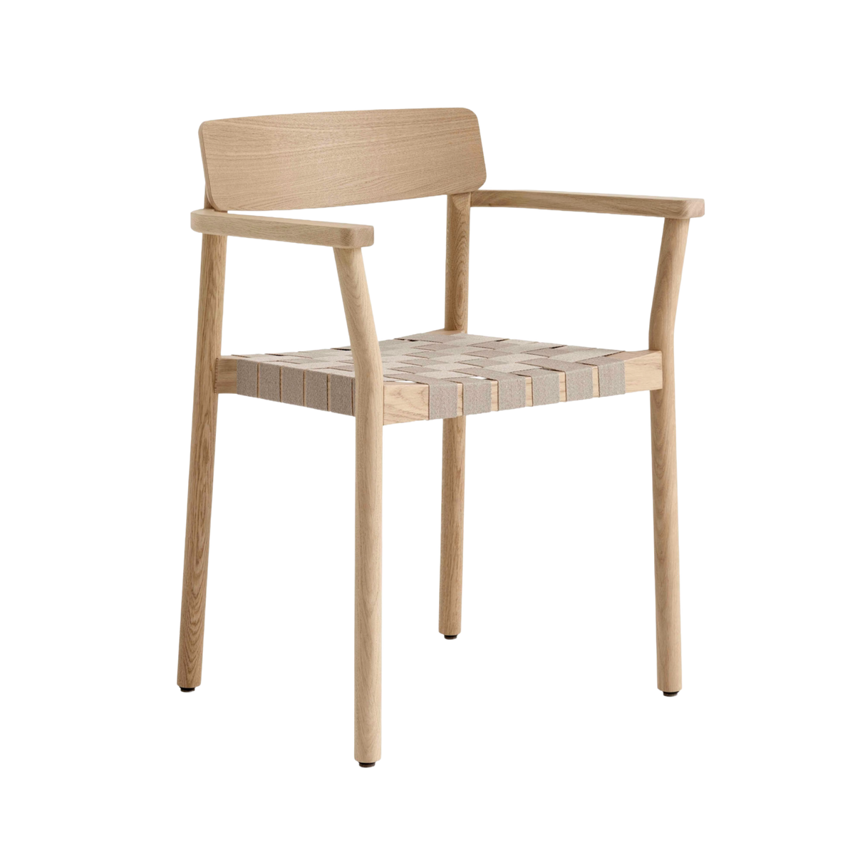 Stoel met armleuningen BETTY TK9 beige geweven zitting met gelakt eikenhout