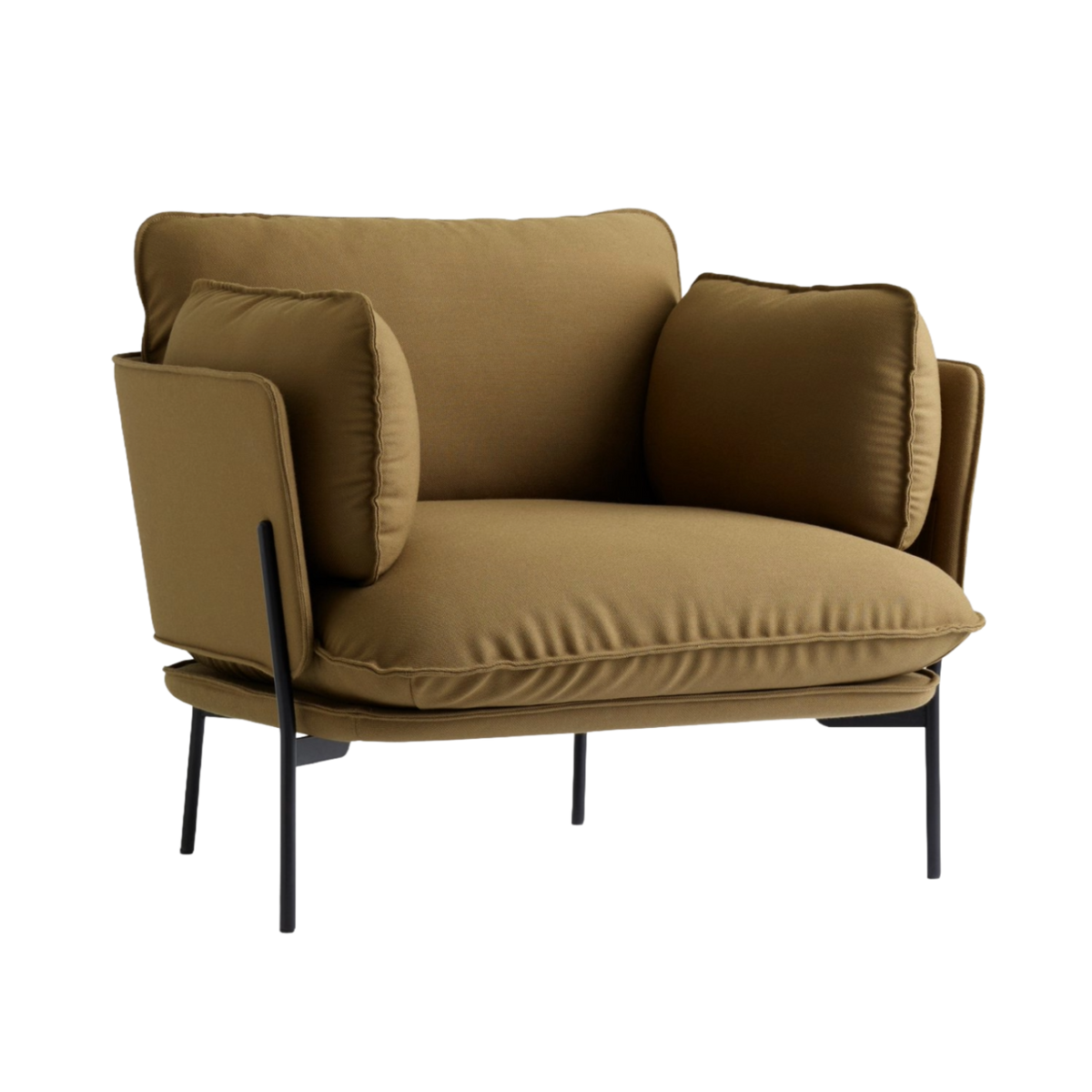 Fauteuil CLOUD LN1 gestoffeerd met een zwarte basis