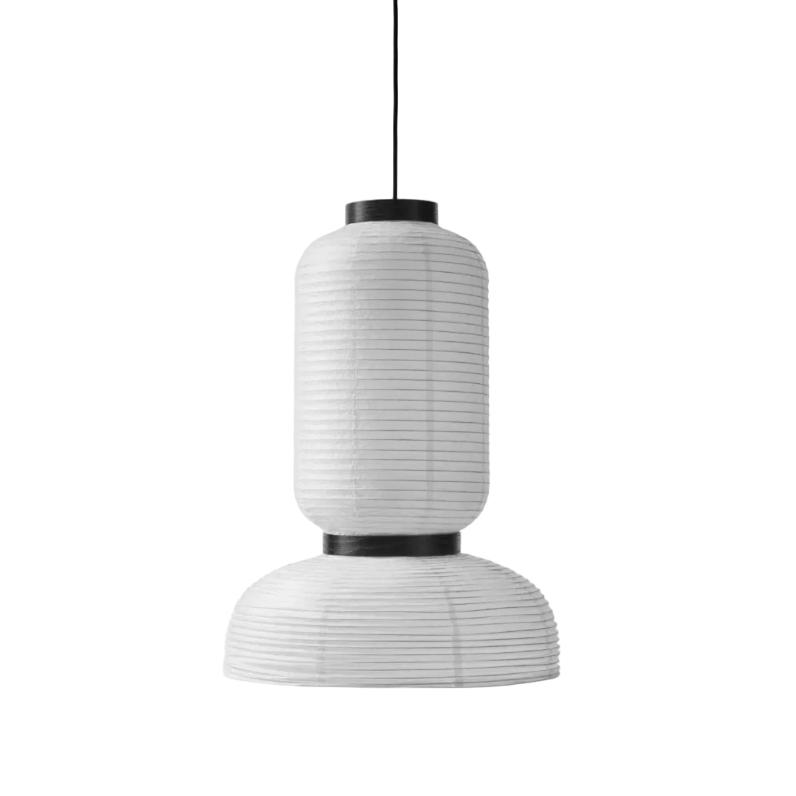 Hanglamp FORMAKAMI JH3 met witte papieren kap en zwart eiken afwerking
