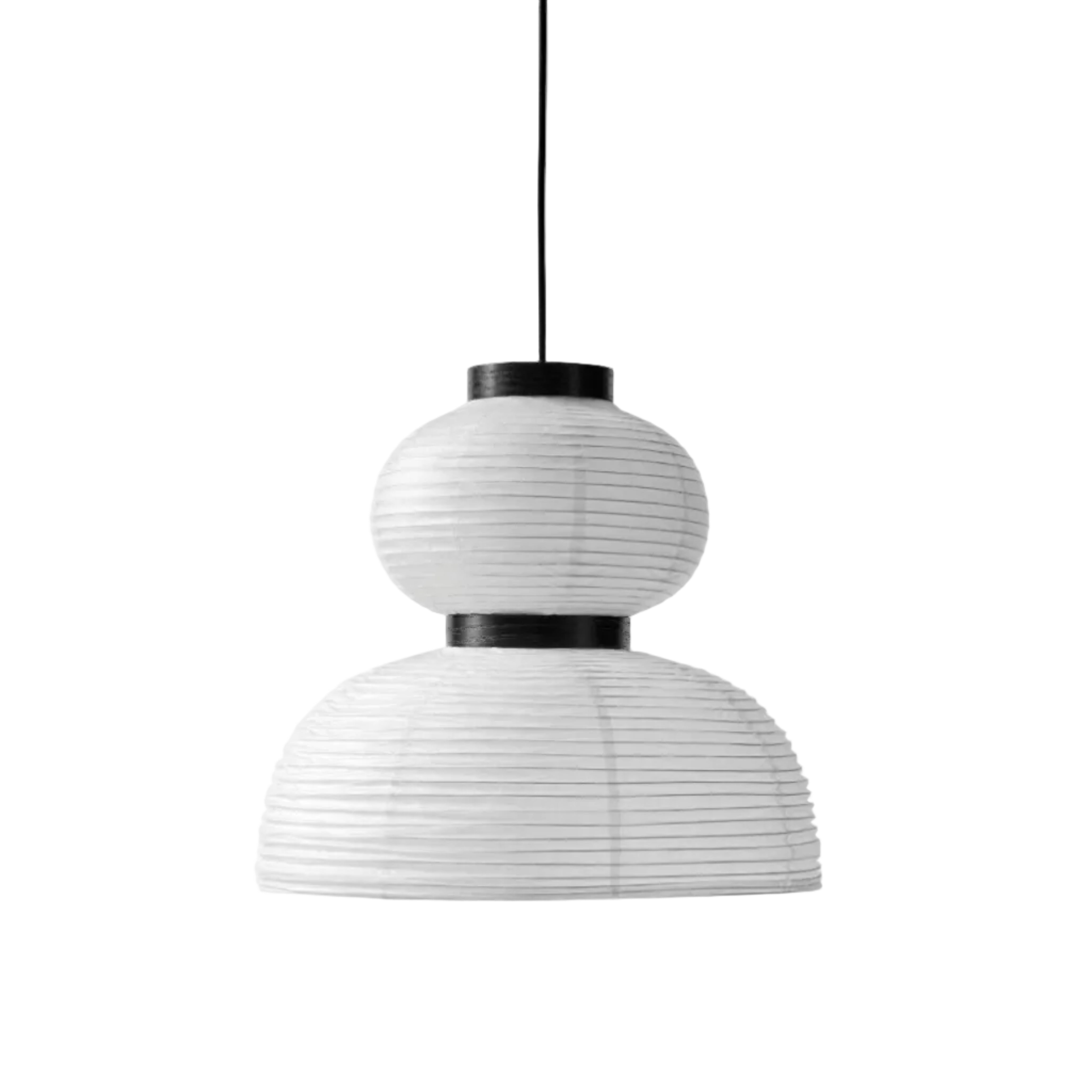 Hanglamp FORMAKAMI JH4 met witte papieren kap en zwart eiken afwerking