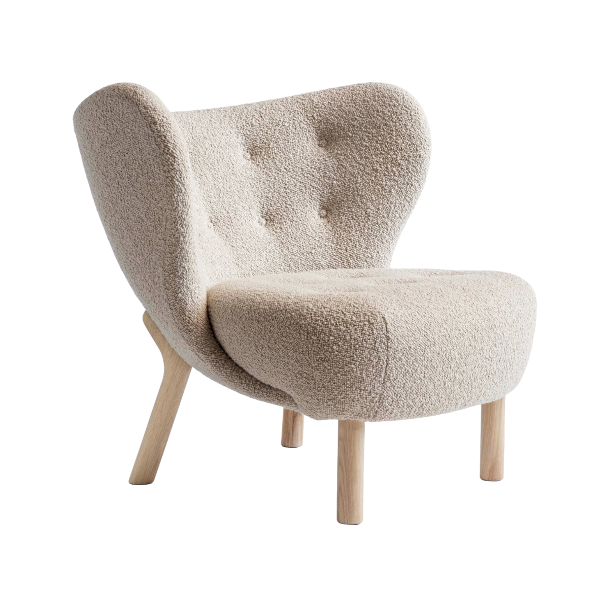 Fauteuil LITTLE PETRA VB1 gestoffeerd met een eiken basis