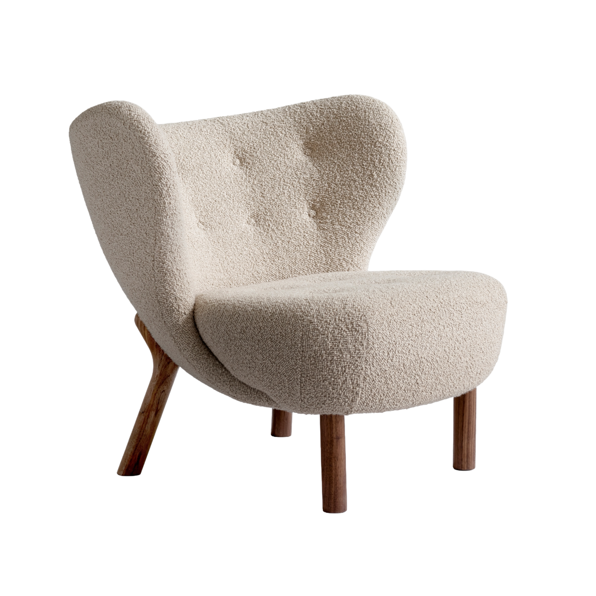Fauteuil LITTLE PETRA VB1 gestoffeerd met een notenhouten basis