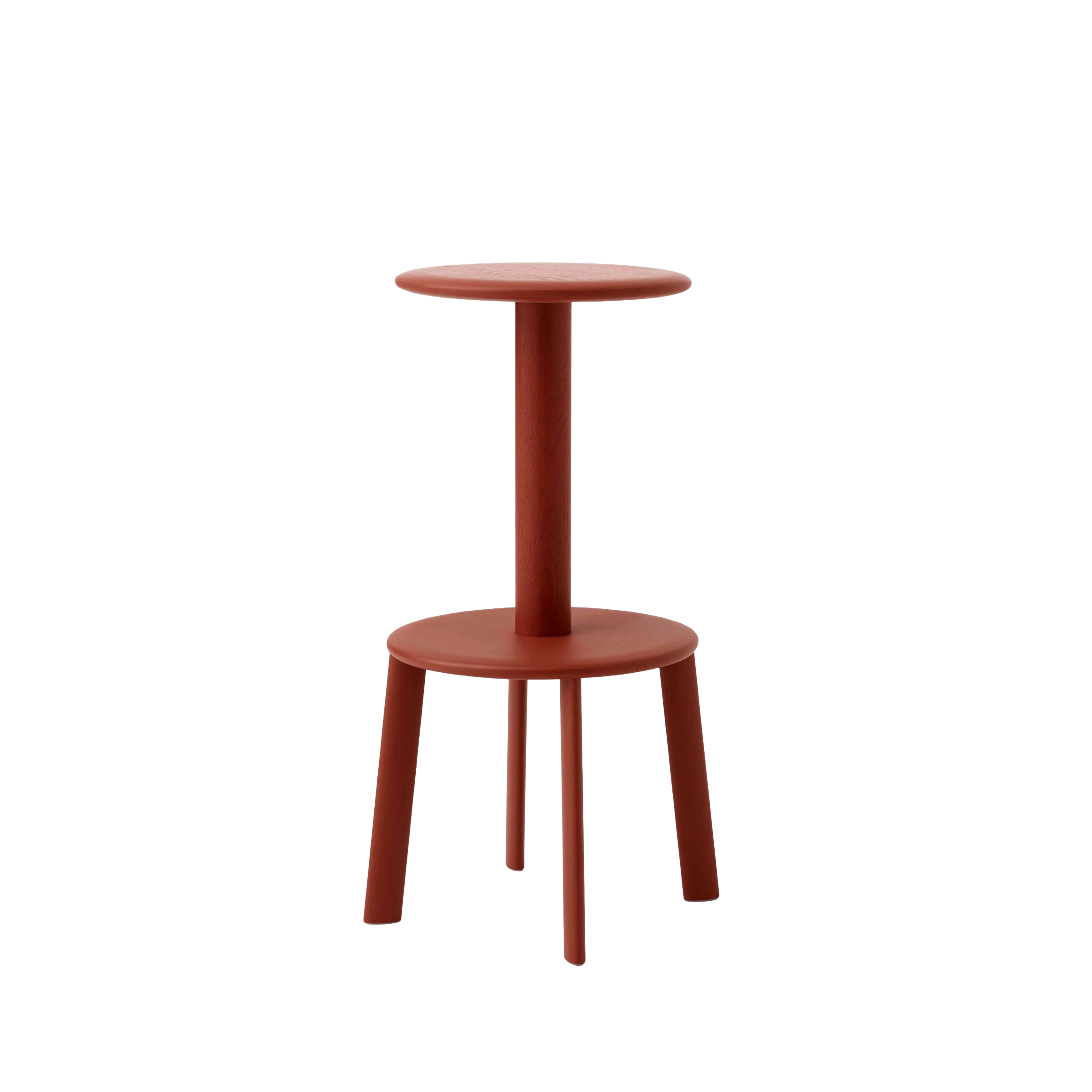 Hocker MASSIF rood gelakt eiken met stalen basis