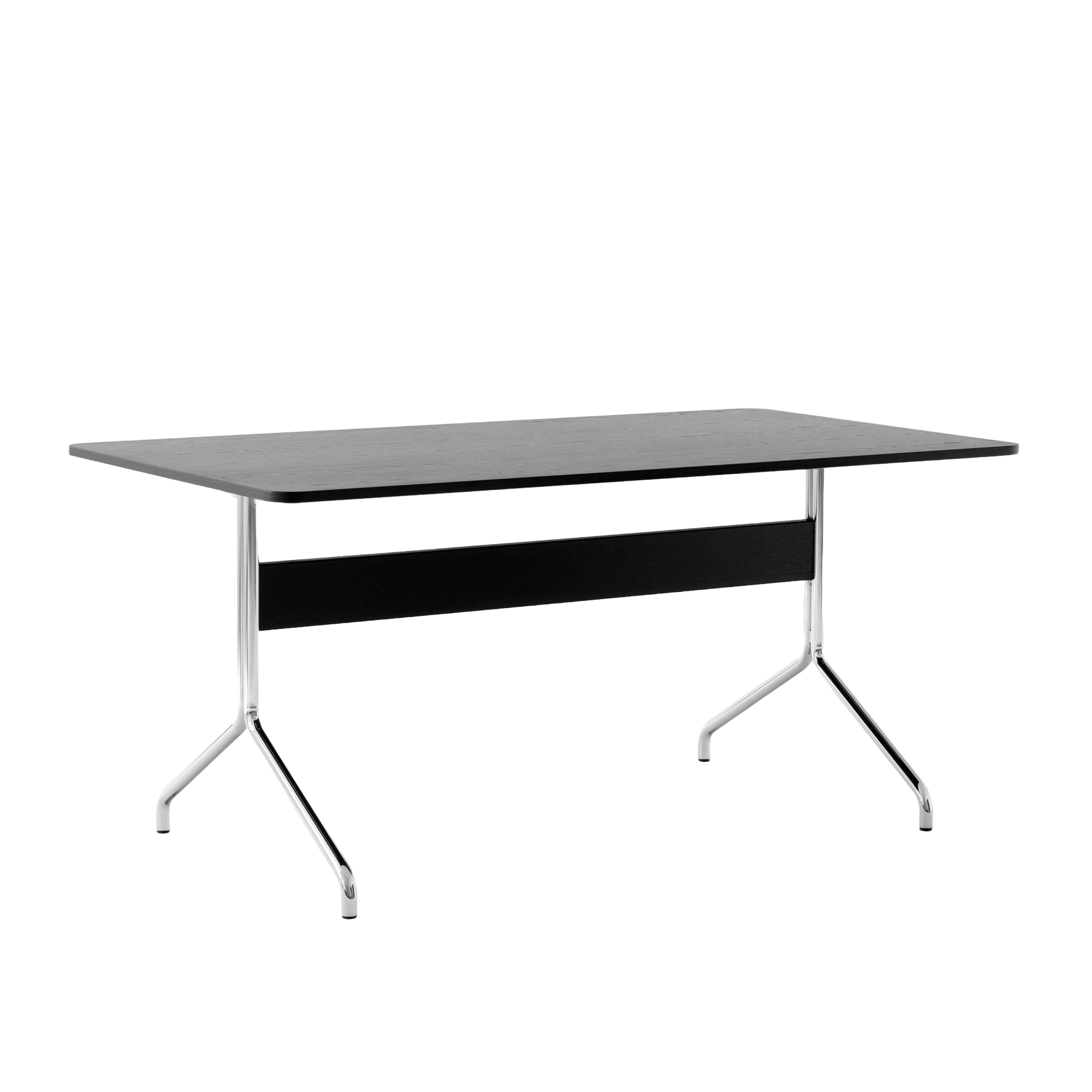 PAVILION tafel zwart gelakt eiken met een verchroomde basis