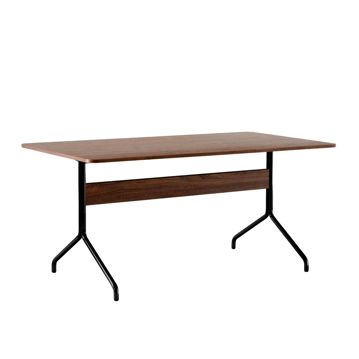 Gecoate PAVILION tafel in notenhout met een zwarte basis
