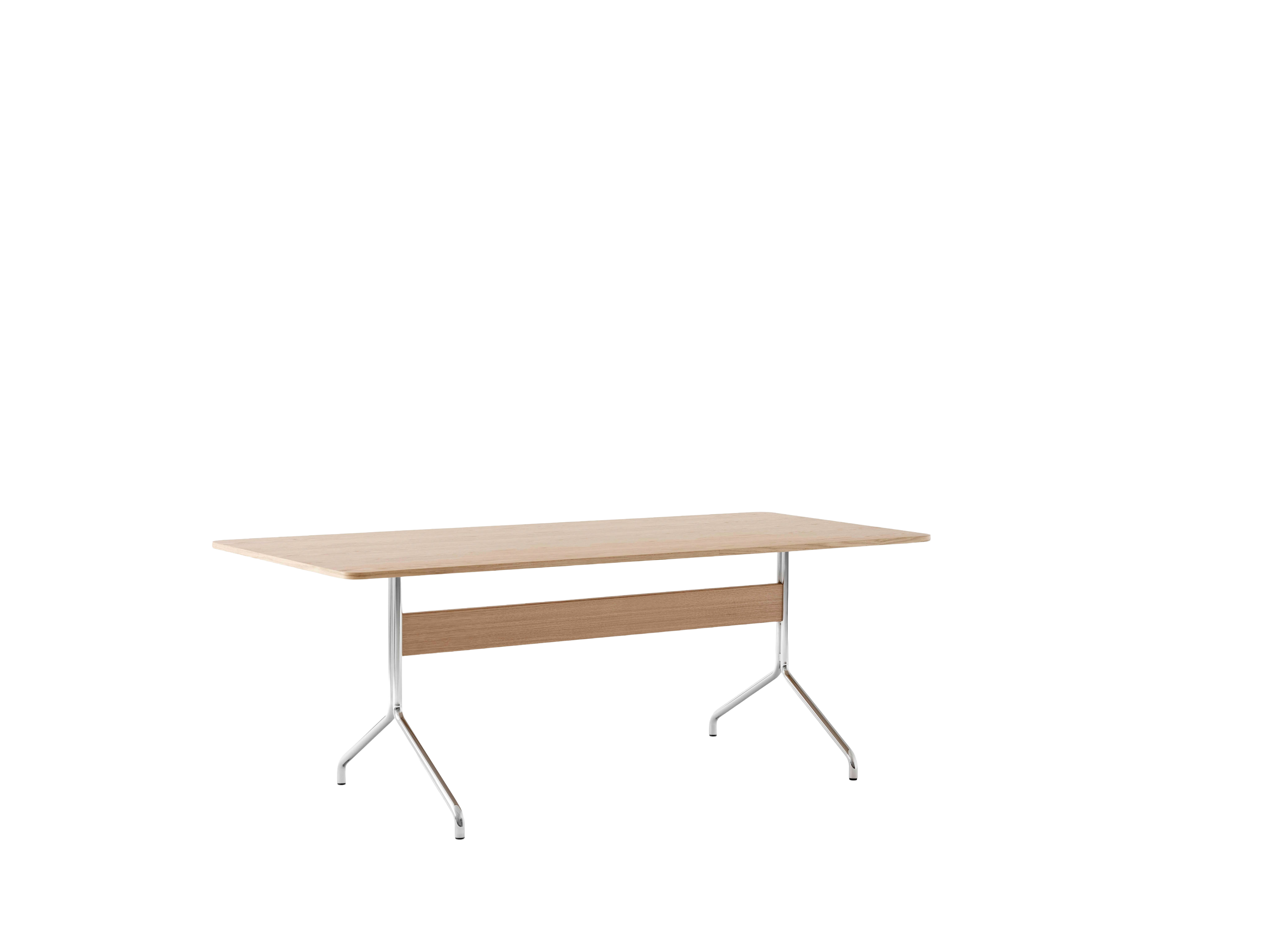 Gecoate eiken PAVILION tafel met verchroomde basis