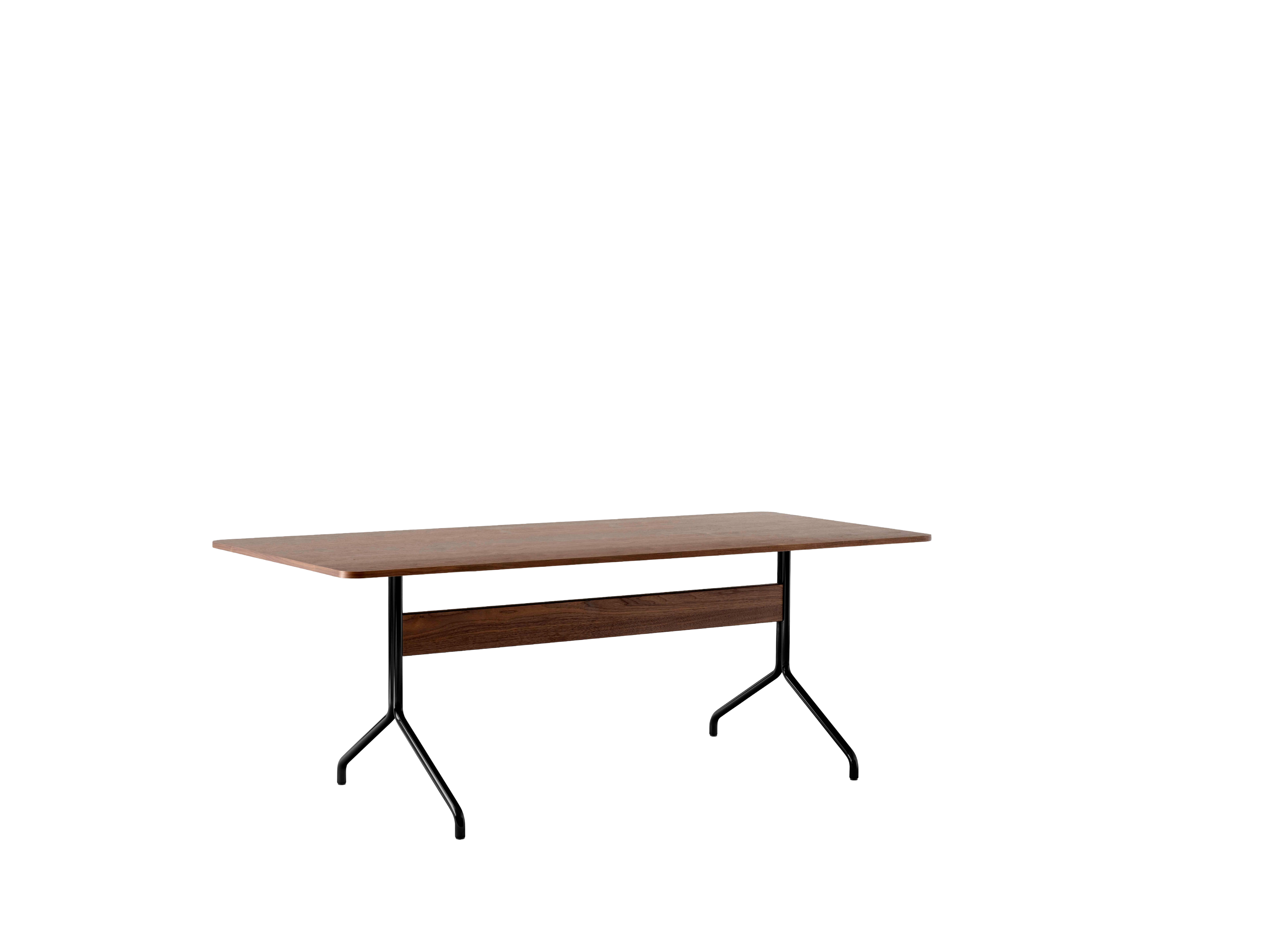 Gecoate PAVILION tafel in notenhout met een zwarte basis