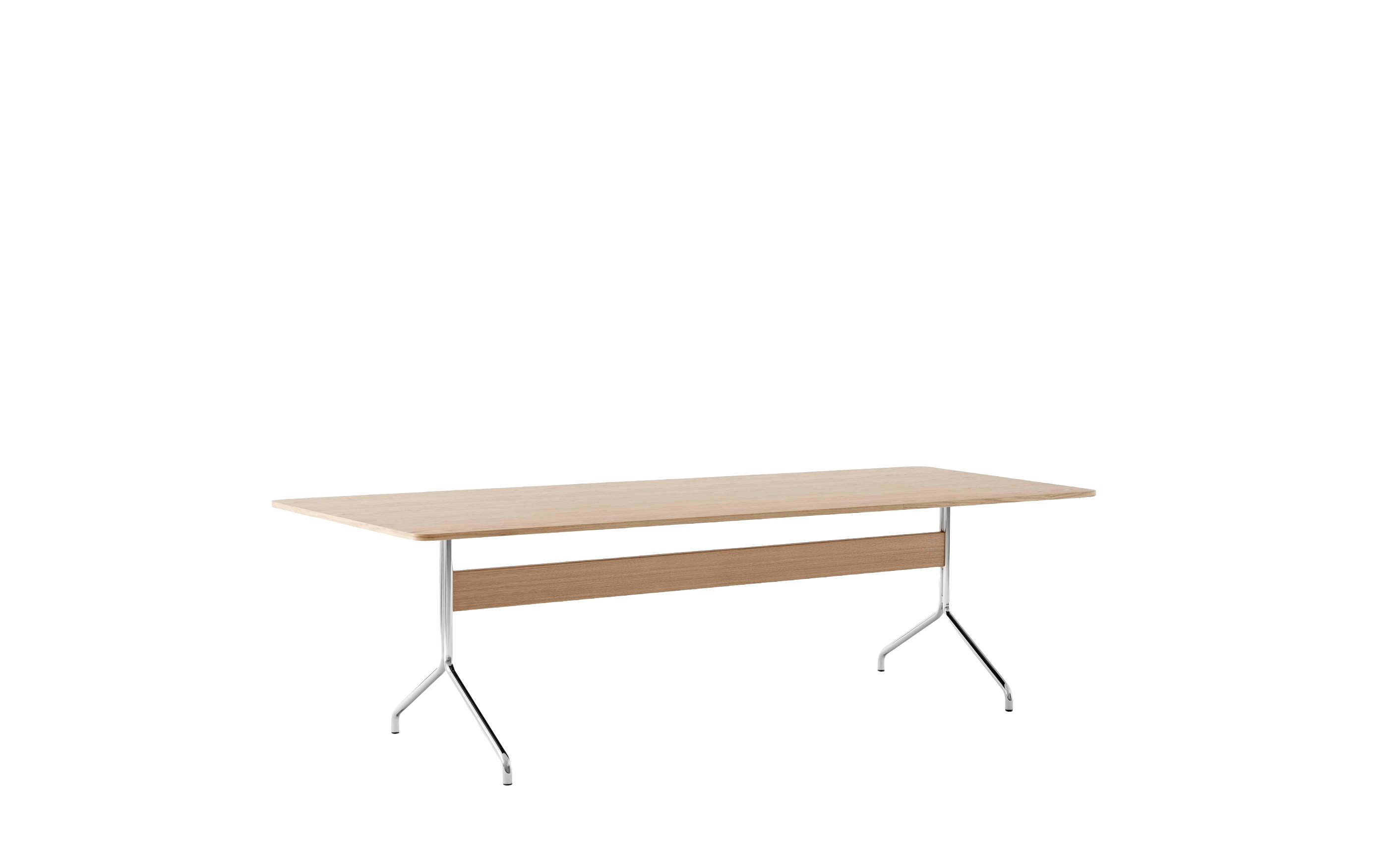 Gecoate eiken PAVILION tafel met verchroomde basis