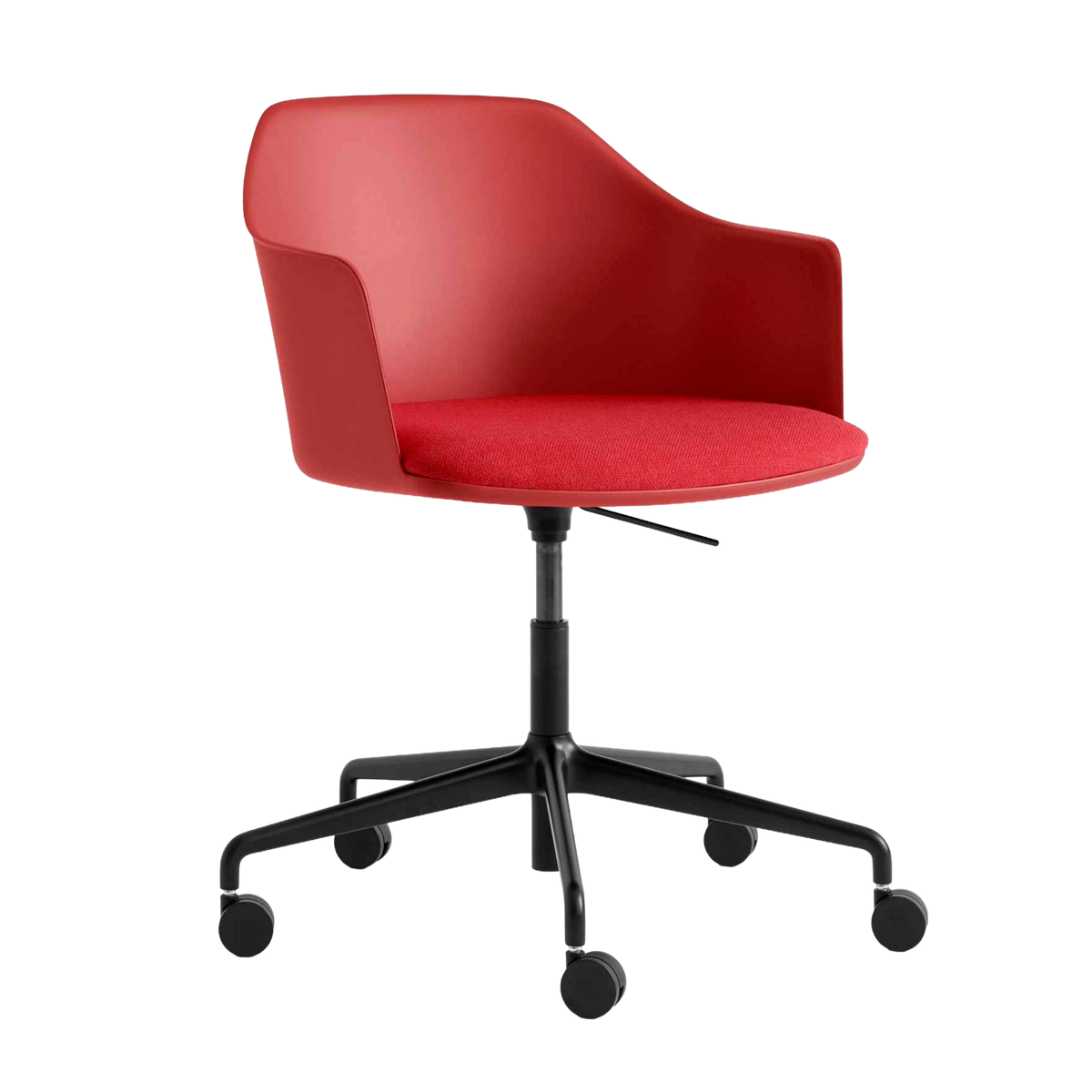 Bureau stoel RELY HW54 rood met gestoffeerde zitting en zwarte basis