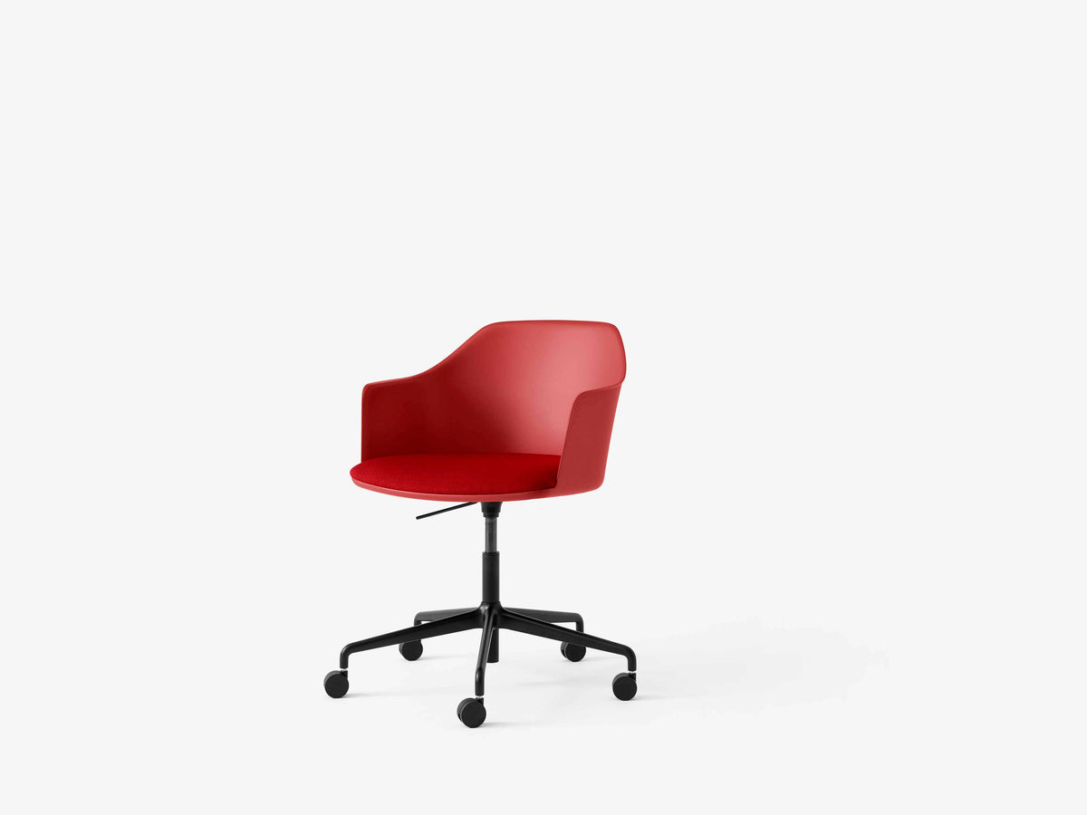Bureau stoel RELY HW54 rood met gestoffeerde zitting en zwarte basis