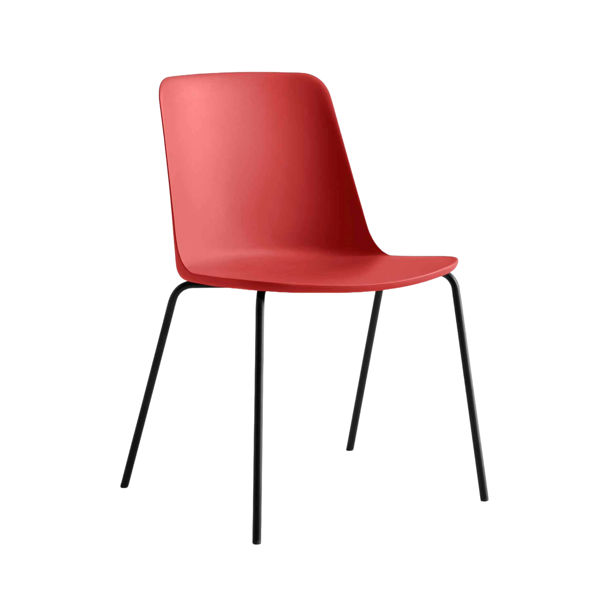RELY HW65 stoel, rood met een zwarte stalen basis