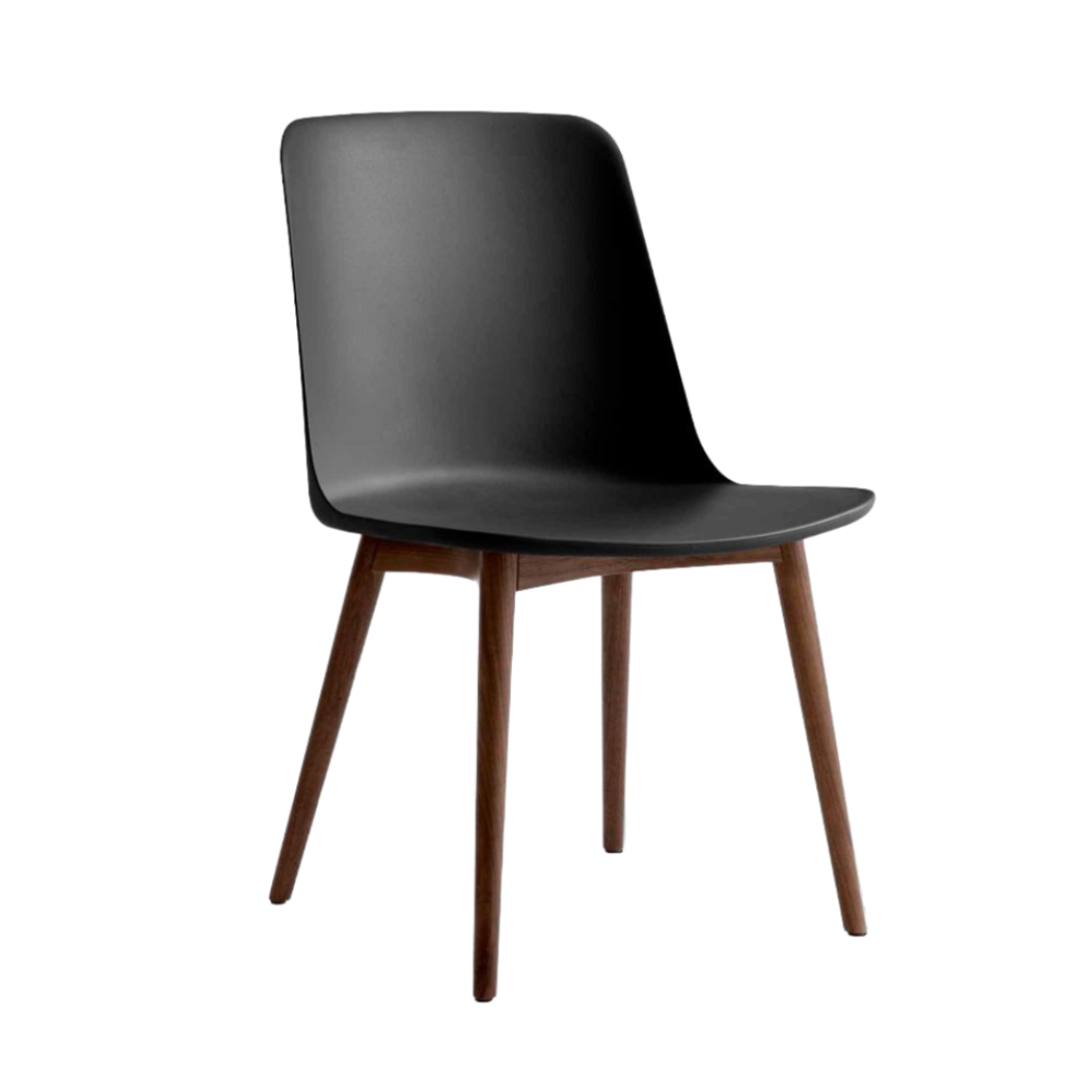 Stoel RELY HW71 zwart met notenhouten basis