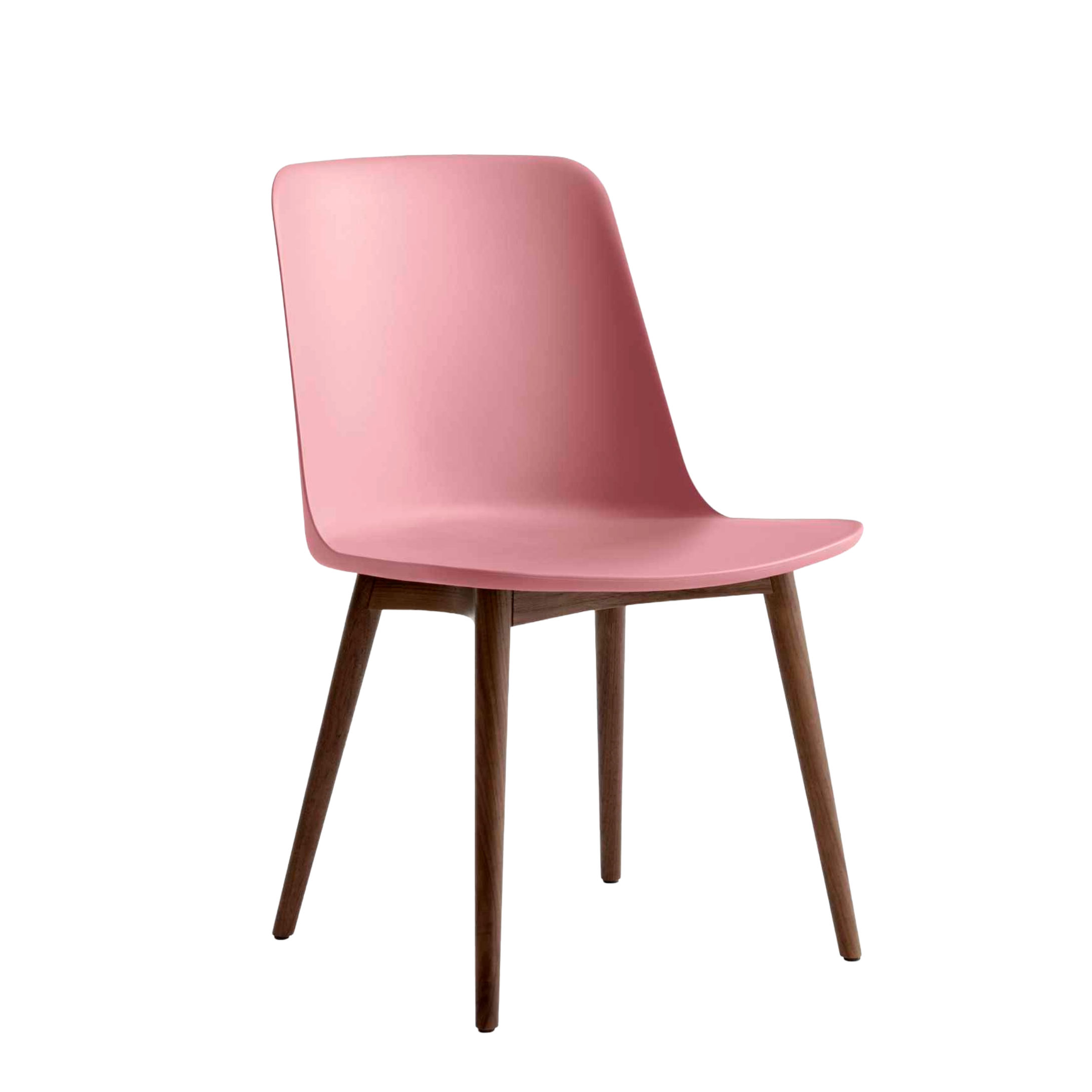 Stoel RELY HW71 lichtroze met een notenhouten basis