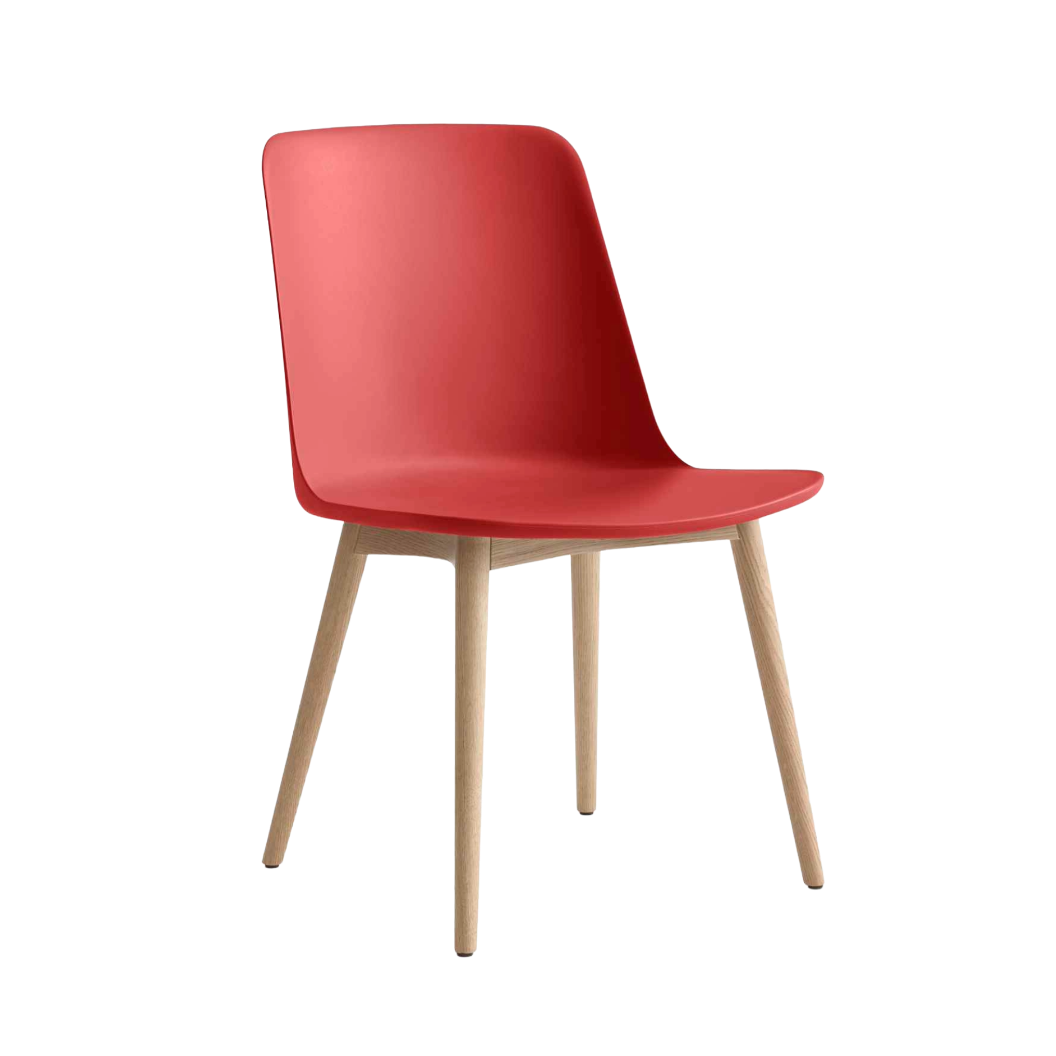 RELY HW71 stoel rood met eiken basis