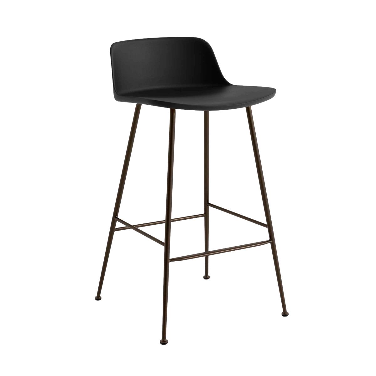 Hocker RELY zwart met een bruine stalen basis