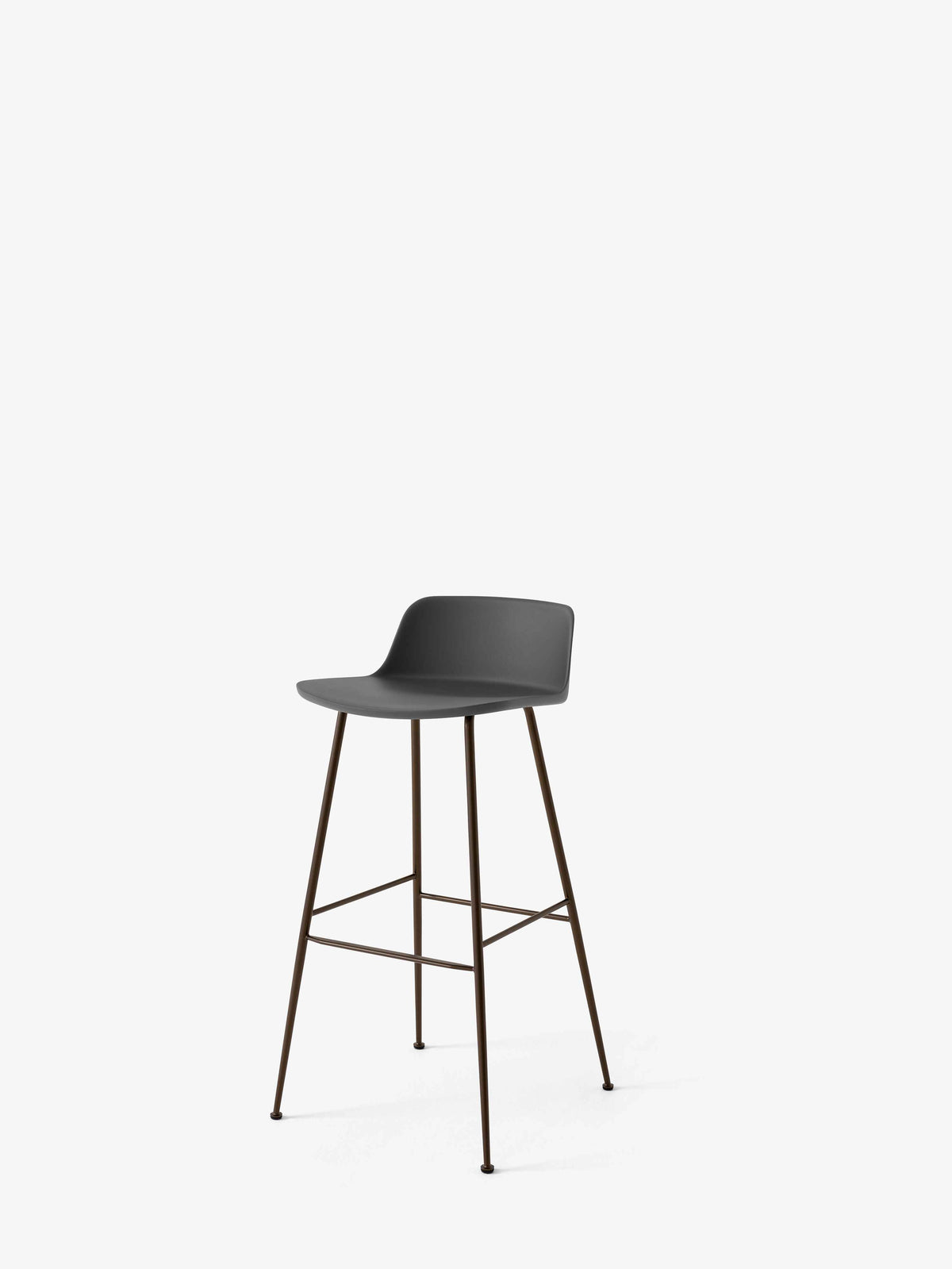 Hocker RELY grafietkleurig met een bruine stalen basis
