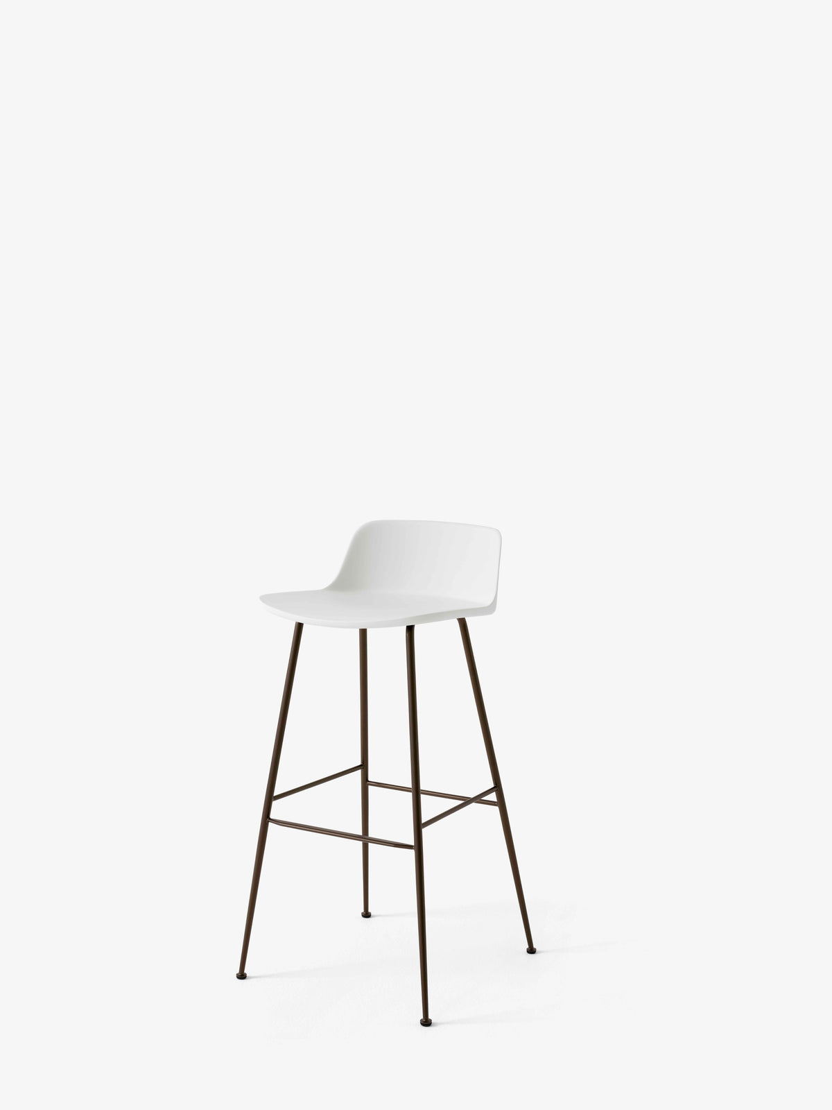 Hocker RELY wit met een bruine stalen basis