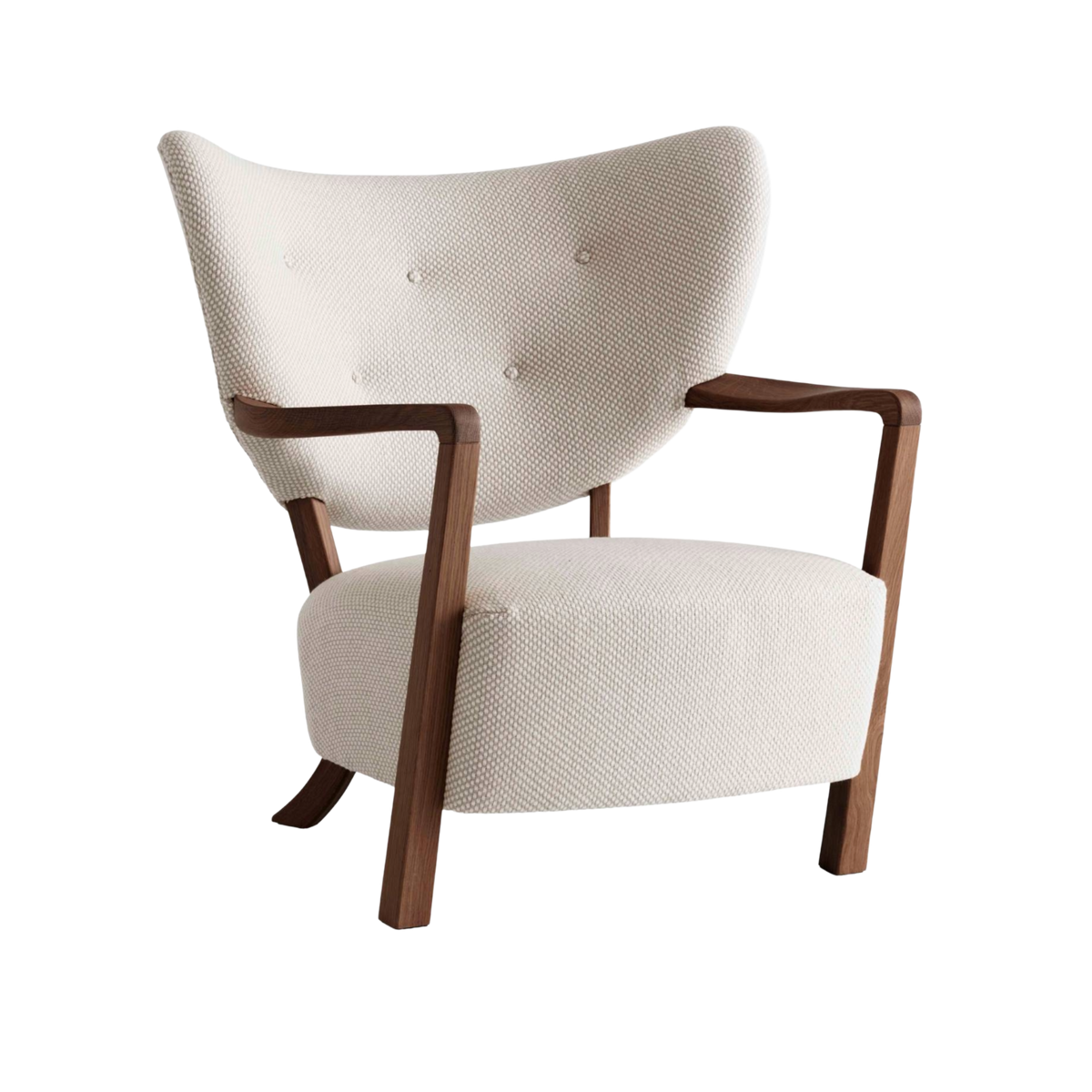 WULFF ATD2 fauteuil gestoffeerd met een notenhouten basis