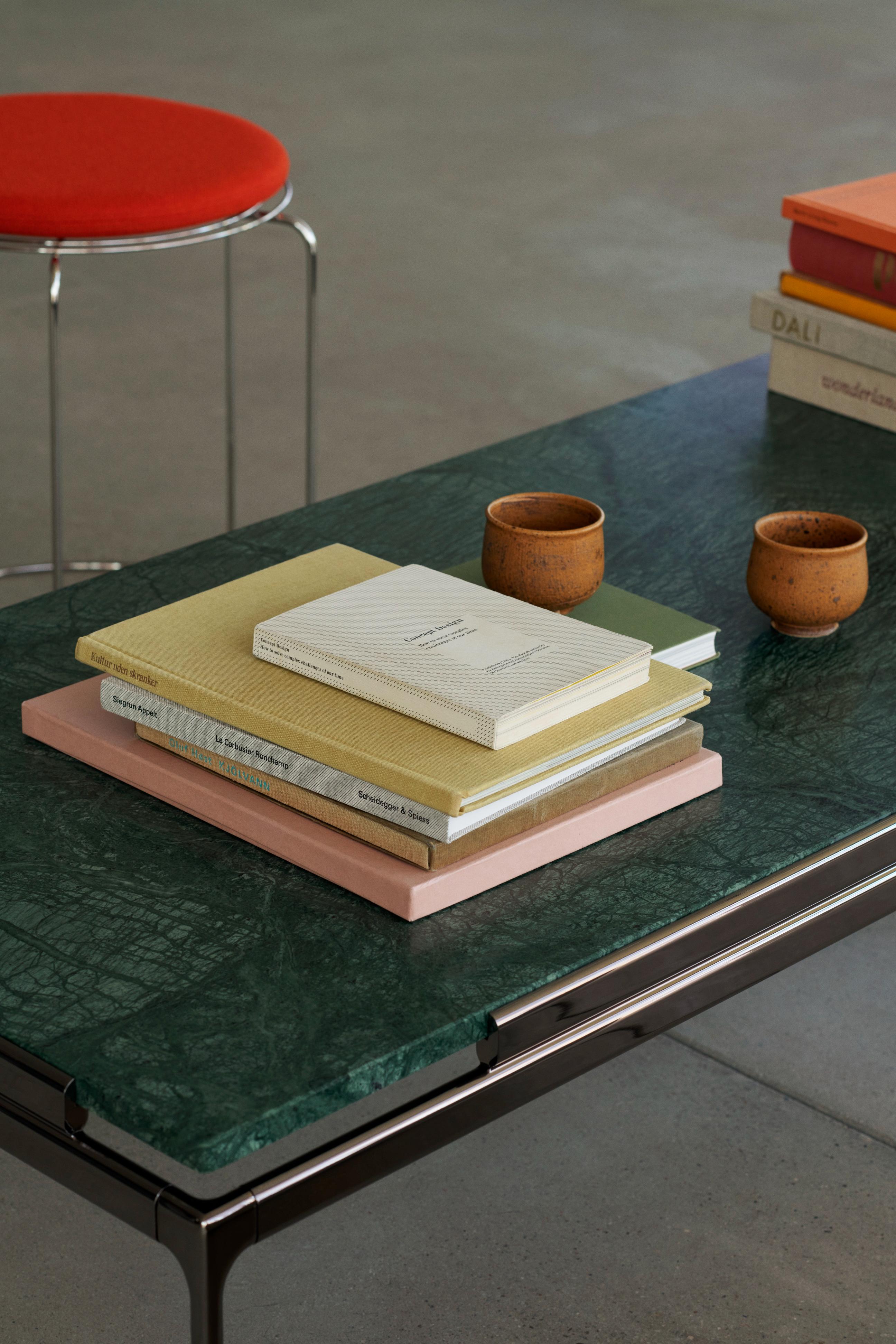 Salontafel SETT LN12 groene marmeren blad met verchroomde basis