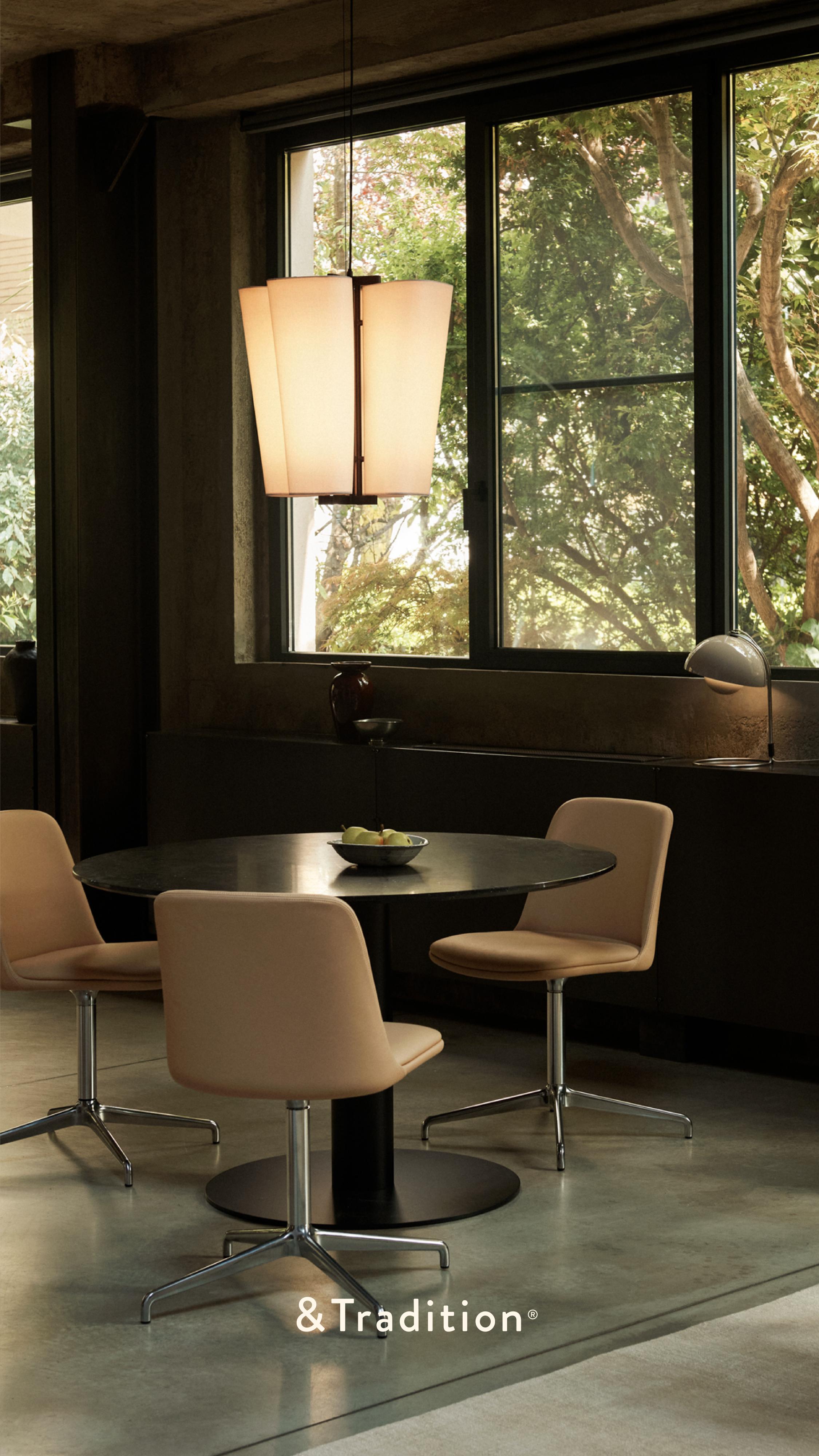 Hanglamp BELLA beige met bruine afwerking