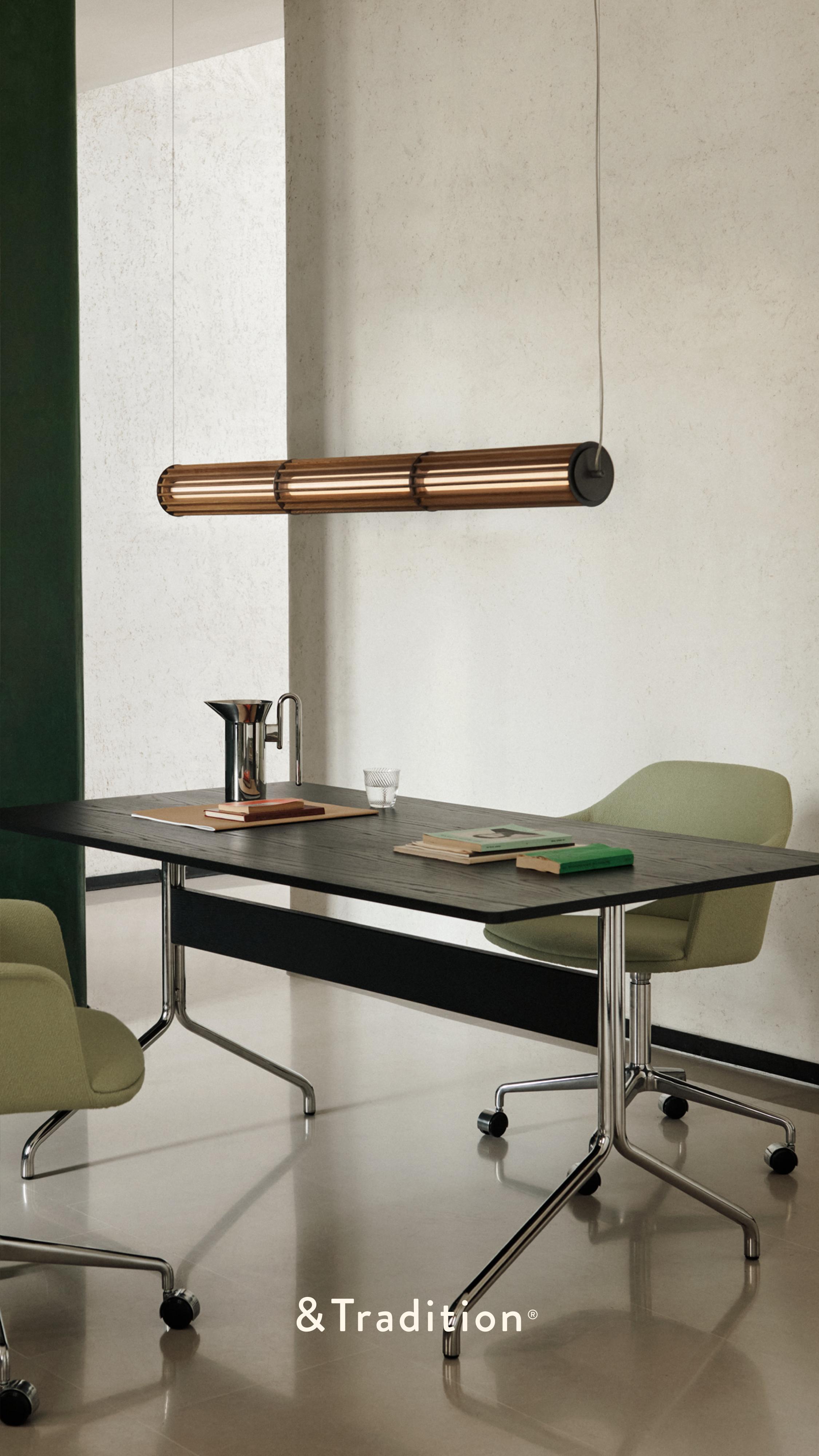 Hanglamp NUMBRA TY1 van aluminium met eikenhout
