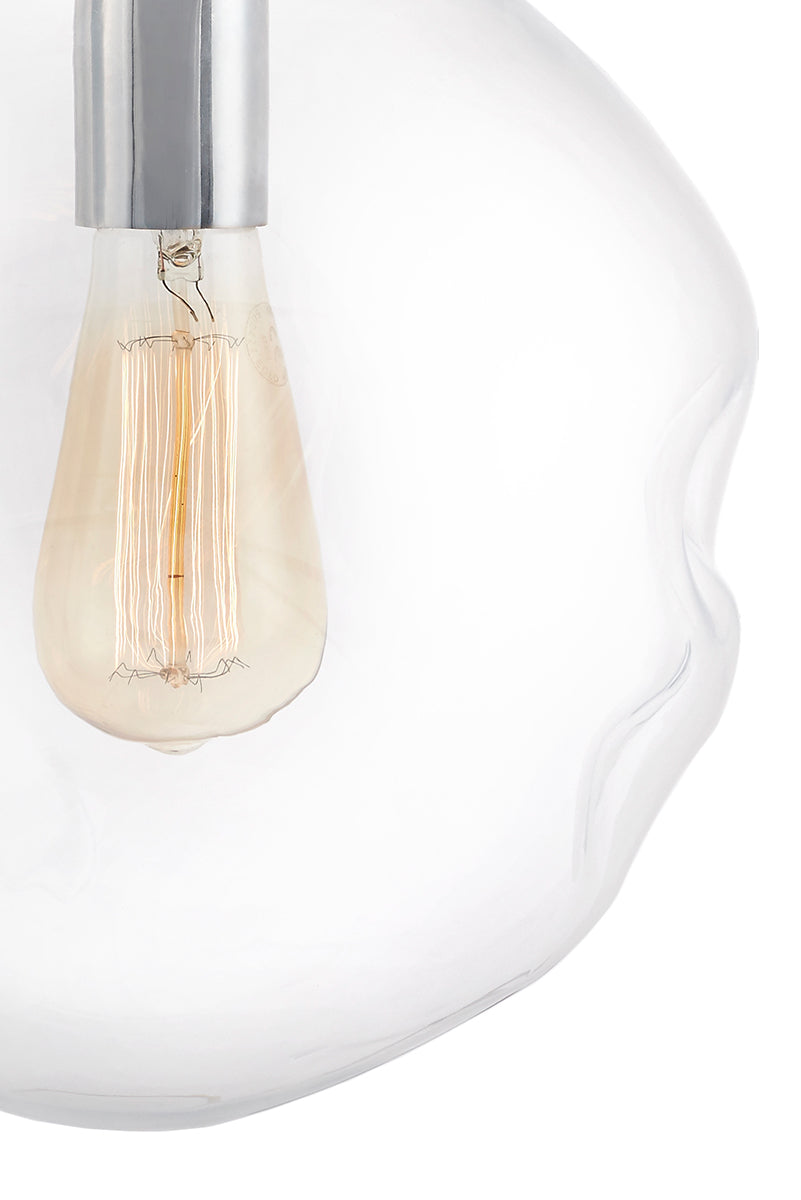 AVIA 3 three-point pendant lamp transparent with silver finish