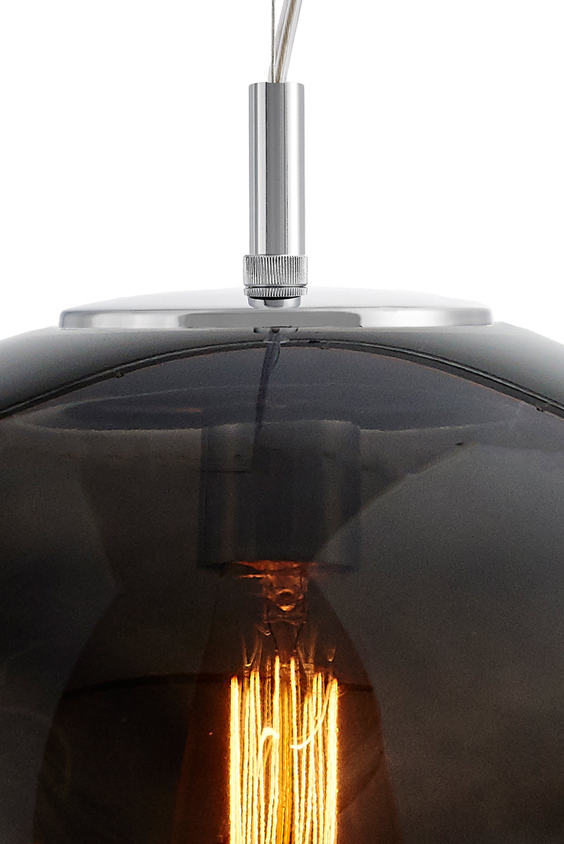 AVIA pendant lamp in smoky black with silver finish