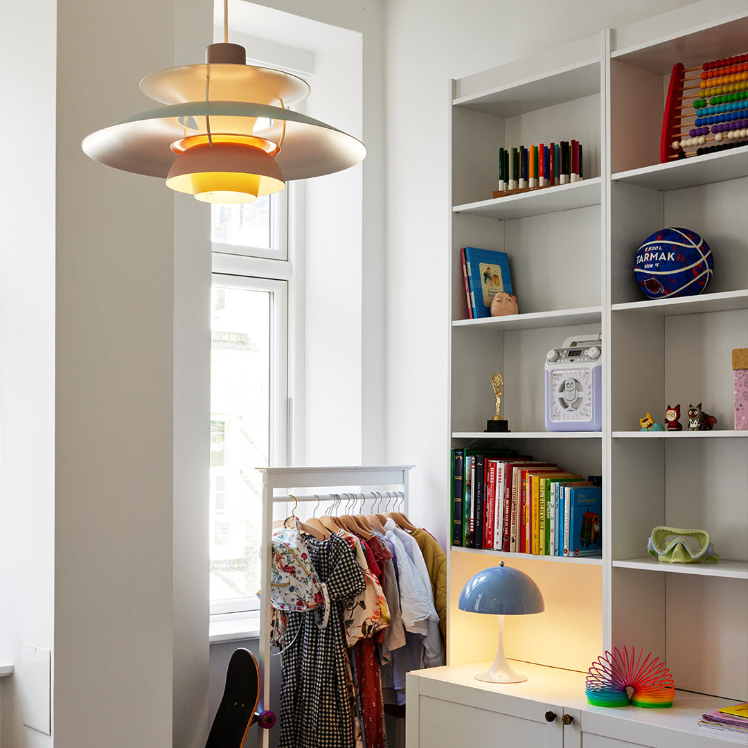 PH 5 pendant lamp pastel oyster with blue and pink