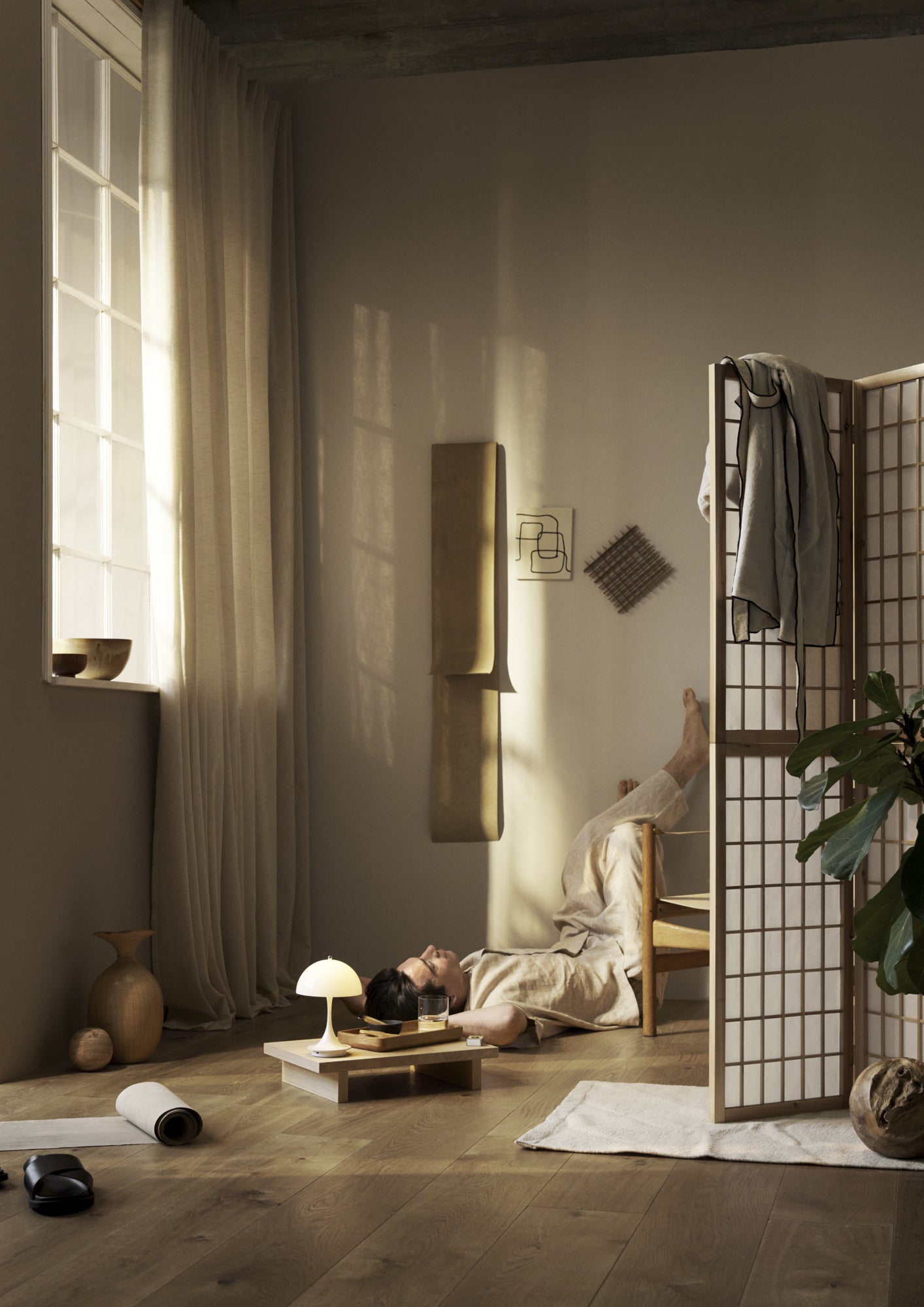 Draagbare lamp PANTHELLA 250 beige opaal