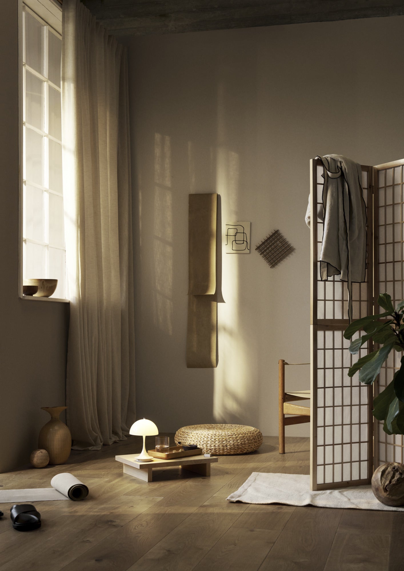 Draagbare lamp PANTHELLA 250 beige opaal