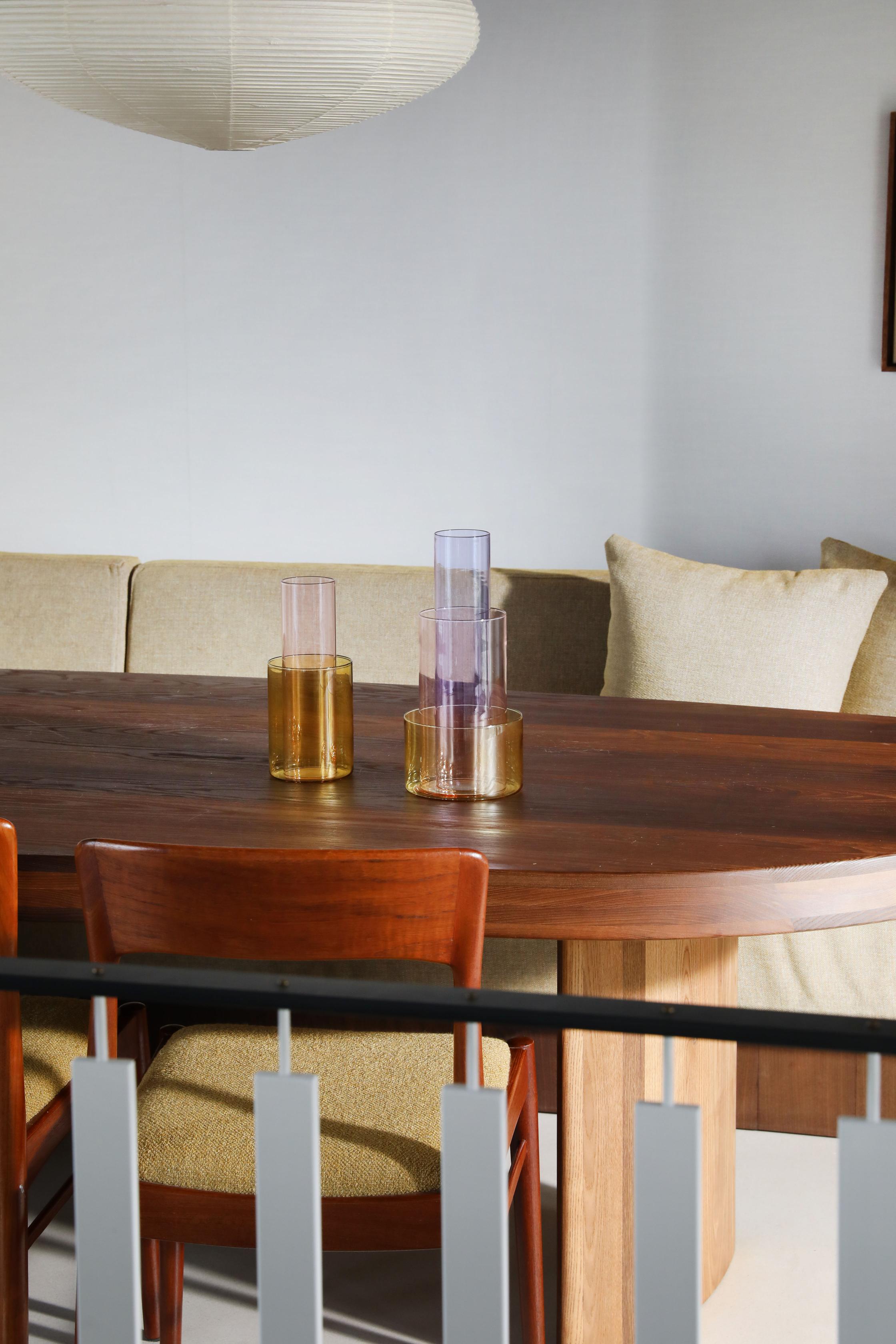 Vaas AMPHI paars met roze en geel