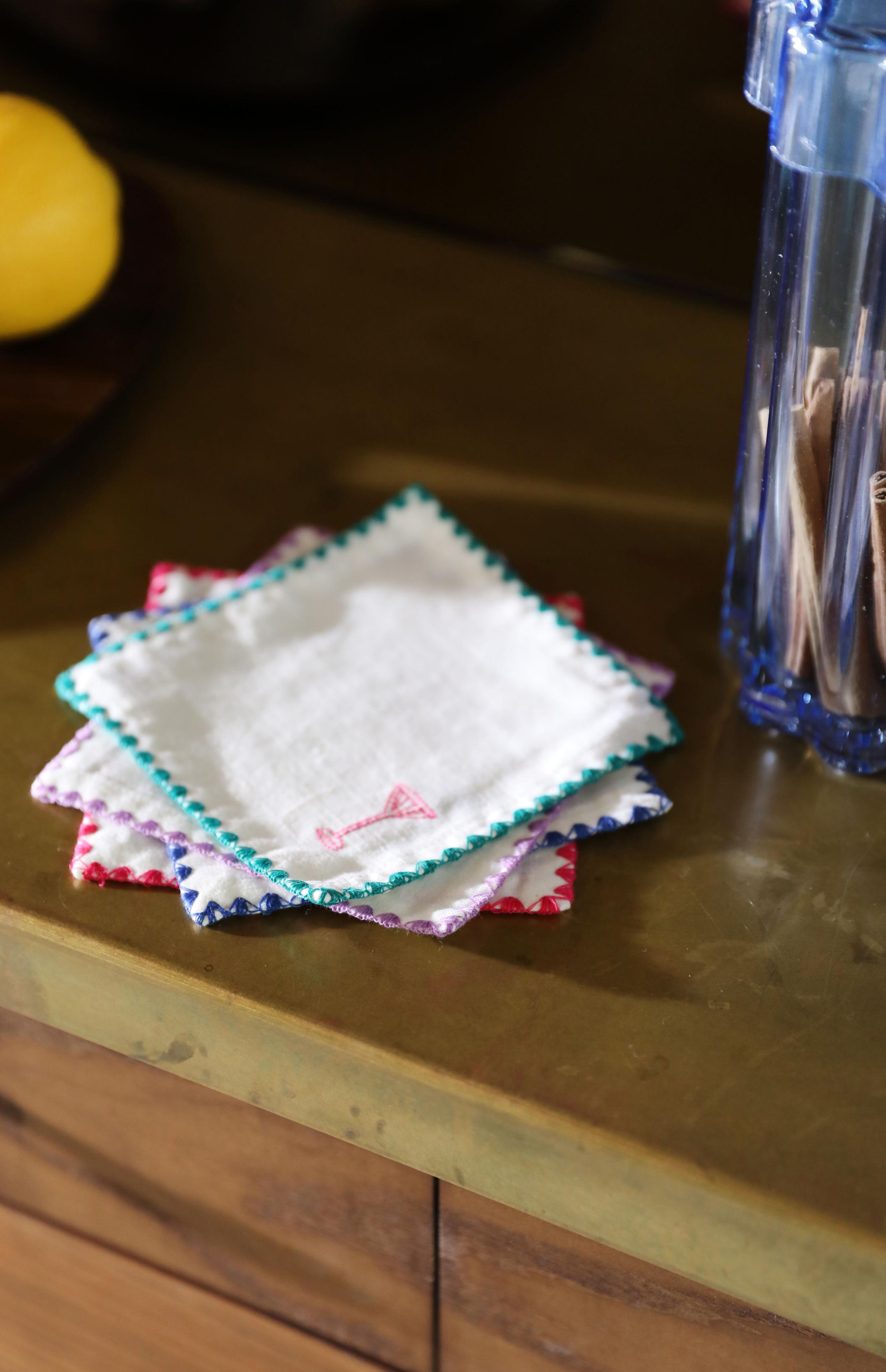 Zigzag Cotton Cocktail Napkin Set