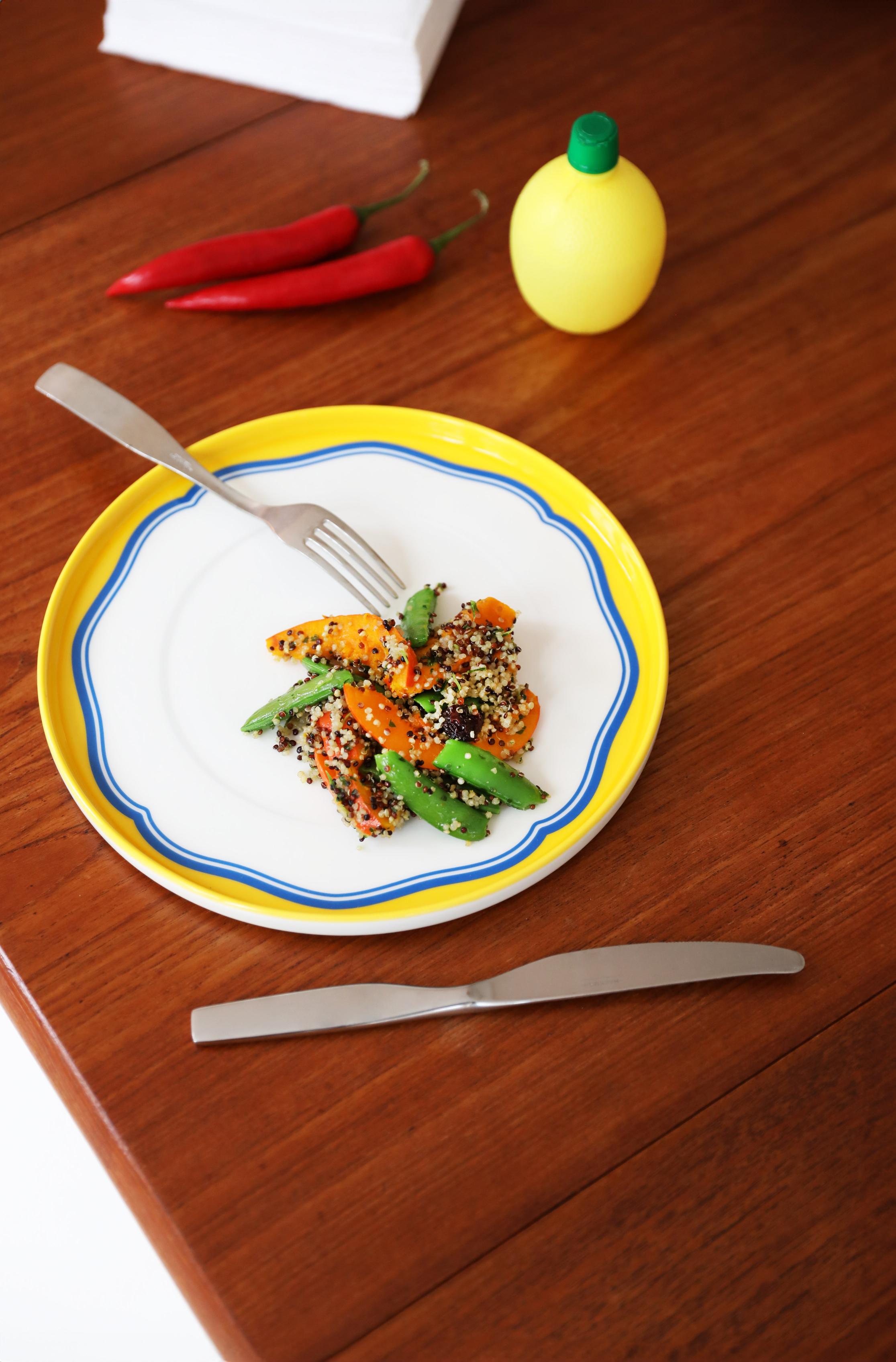 Dinerbord DAYDREAM BULGE wit met geel en blauw