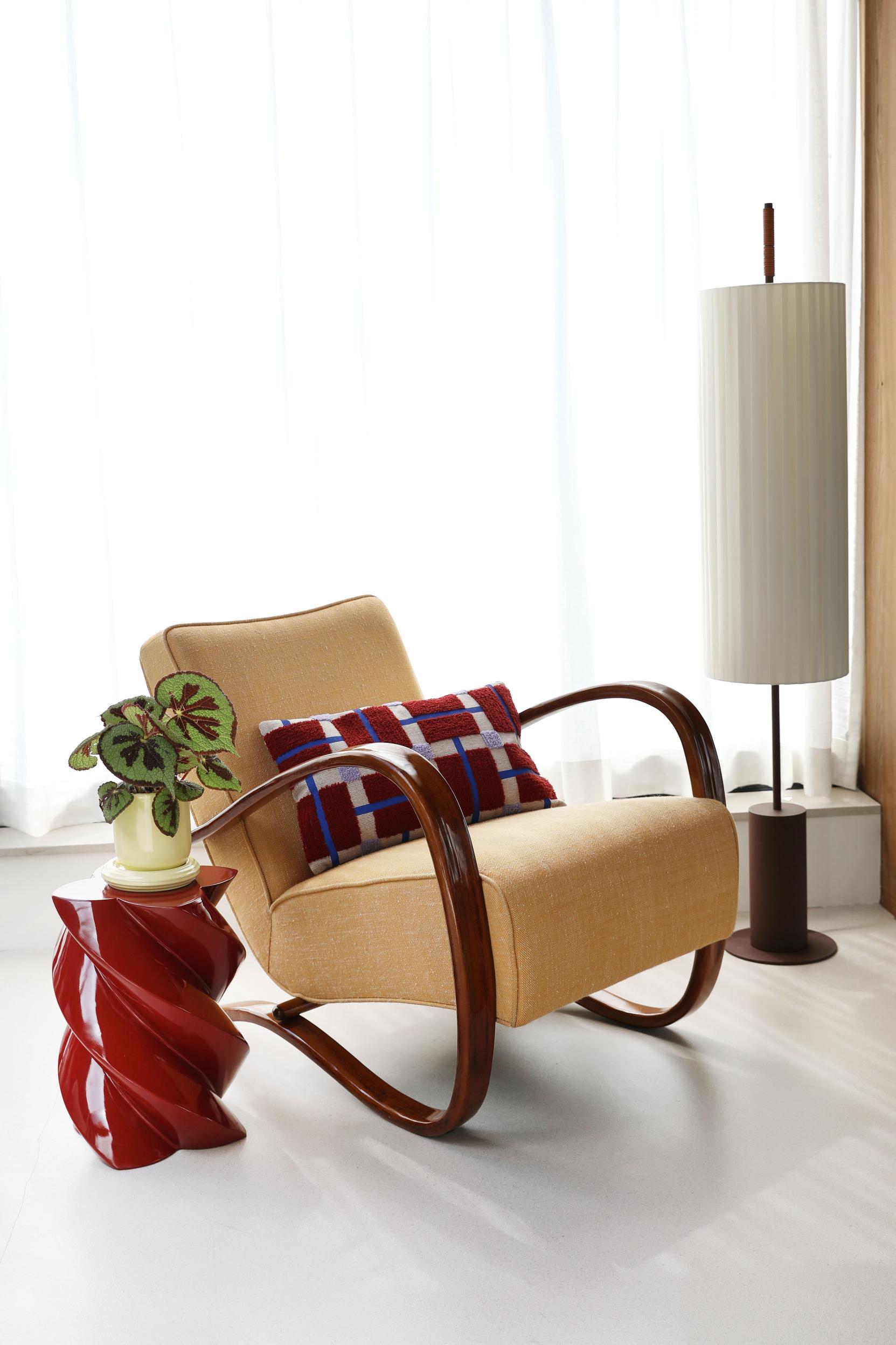 Kissenbezug PLANO bordeaux mit beige und blau