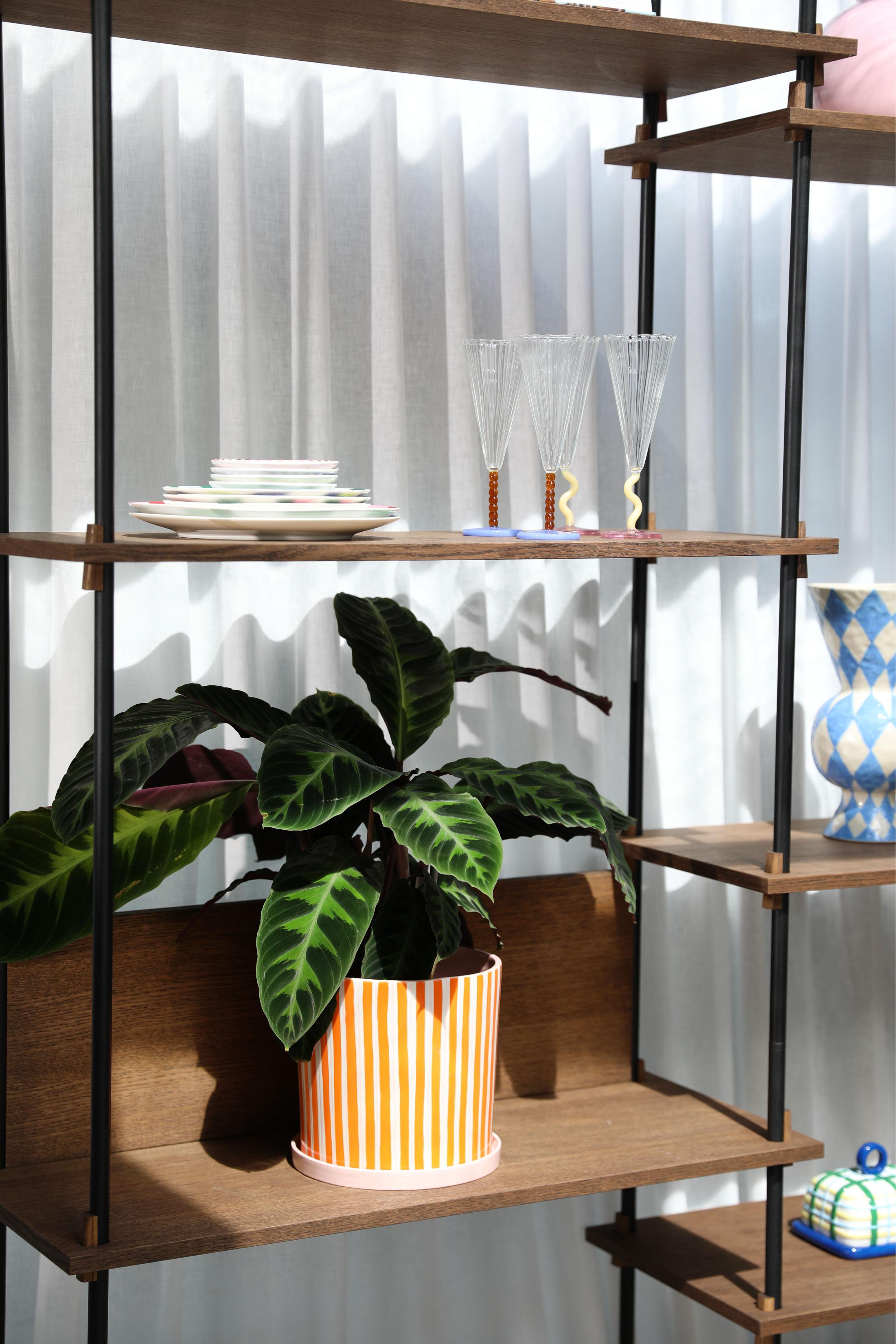 Set van glazen champagneglazen CURVE geel met roze